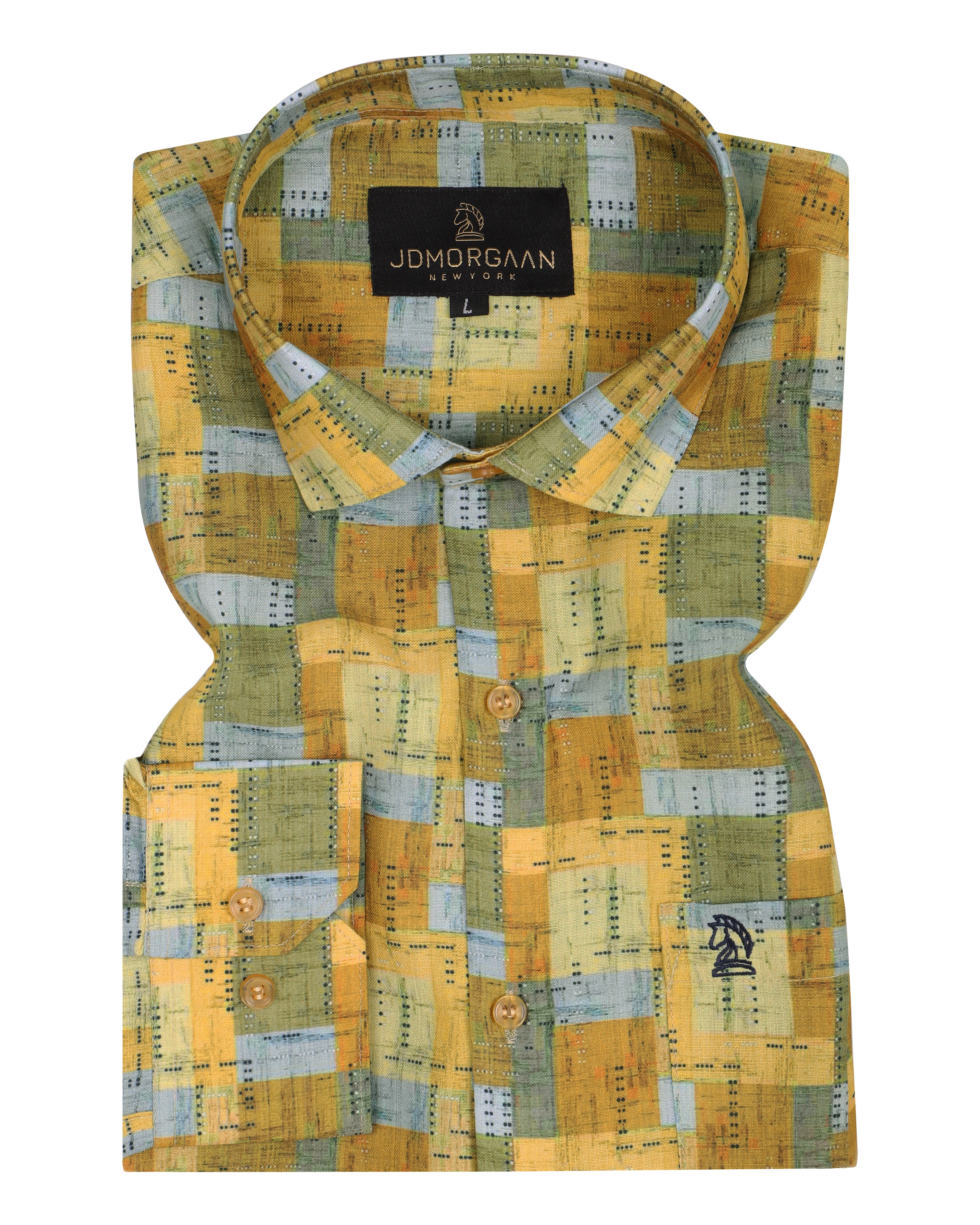 Fancy Digital Print Yellow Printed Premium Cotton Shirt
