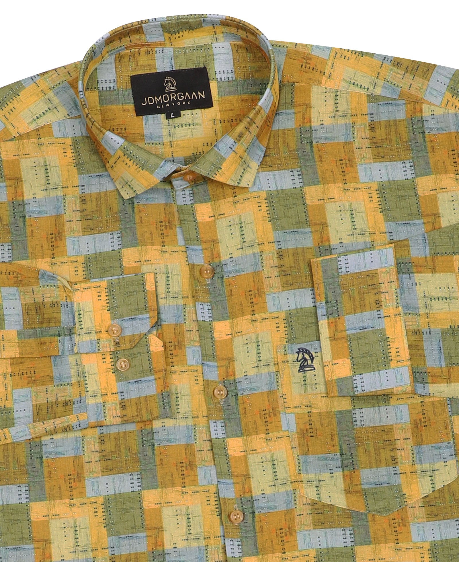 Fancy Digital Print Yellow Printed Premium Cotton Shirt