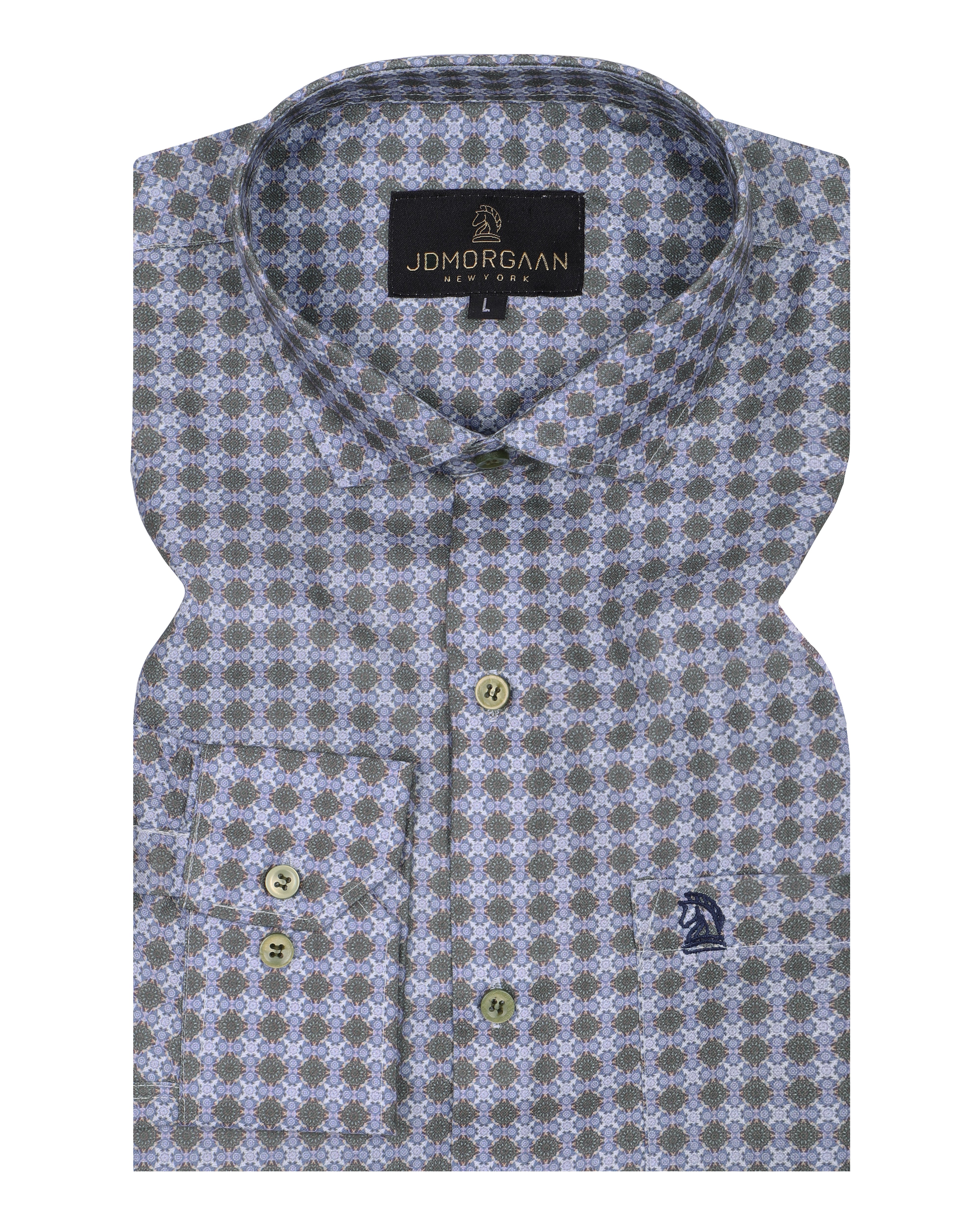 Fancy Print Grey Printed Premium Cotton Shirt