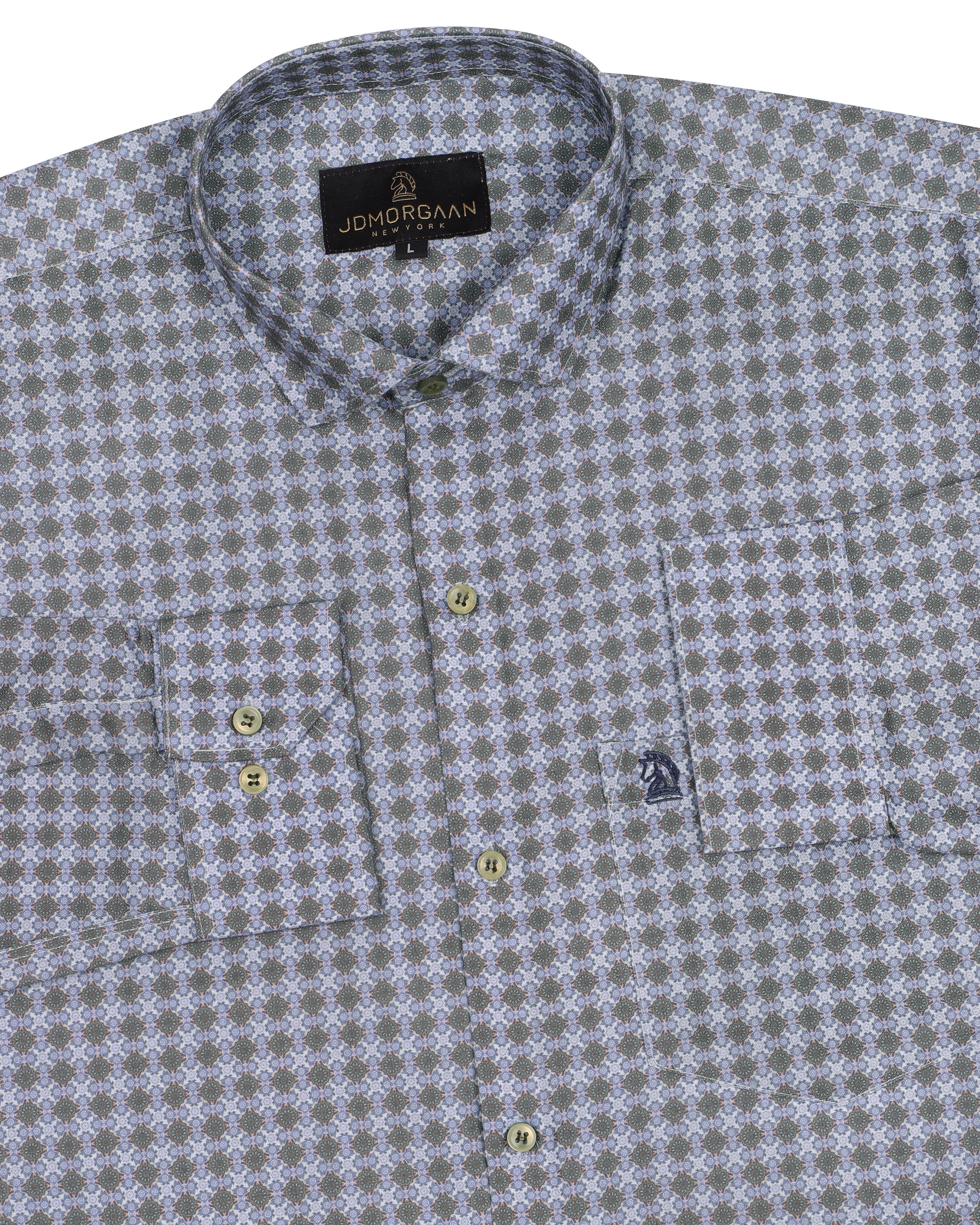 Fancy Print Grey Printed Premium Cotton Shirt