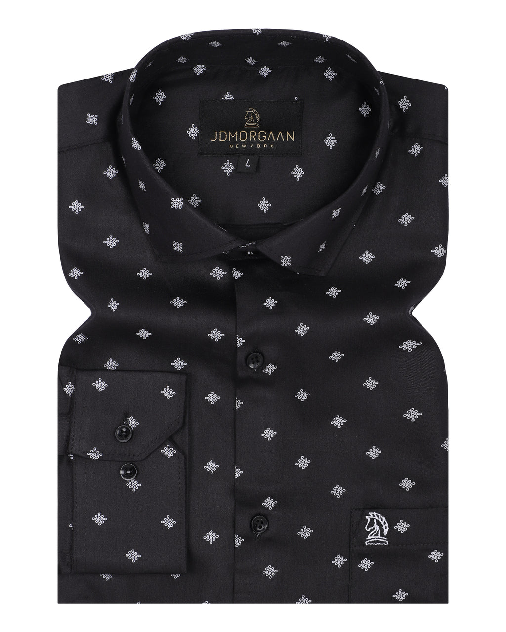 Giza Cotton Black Printed Premium Cotton Shirt