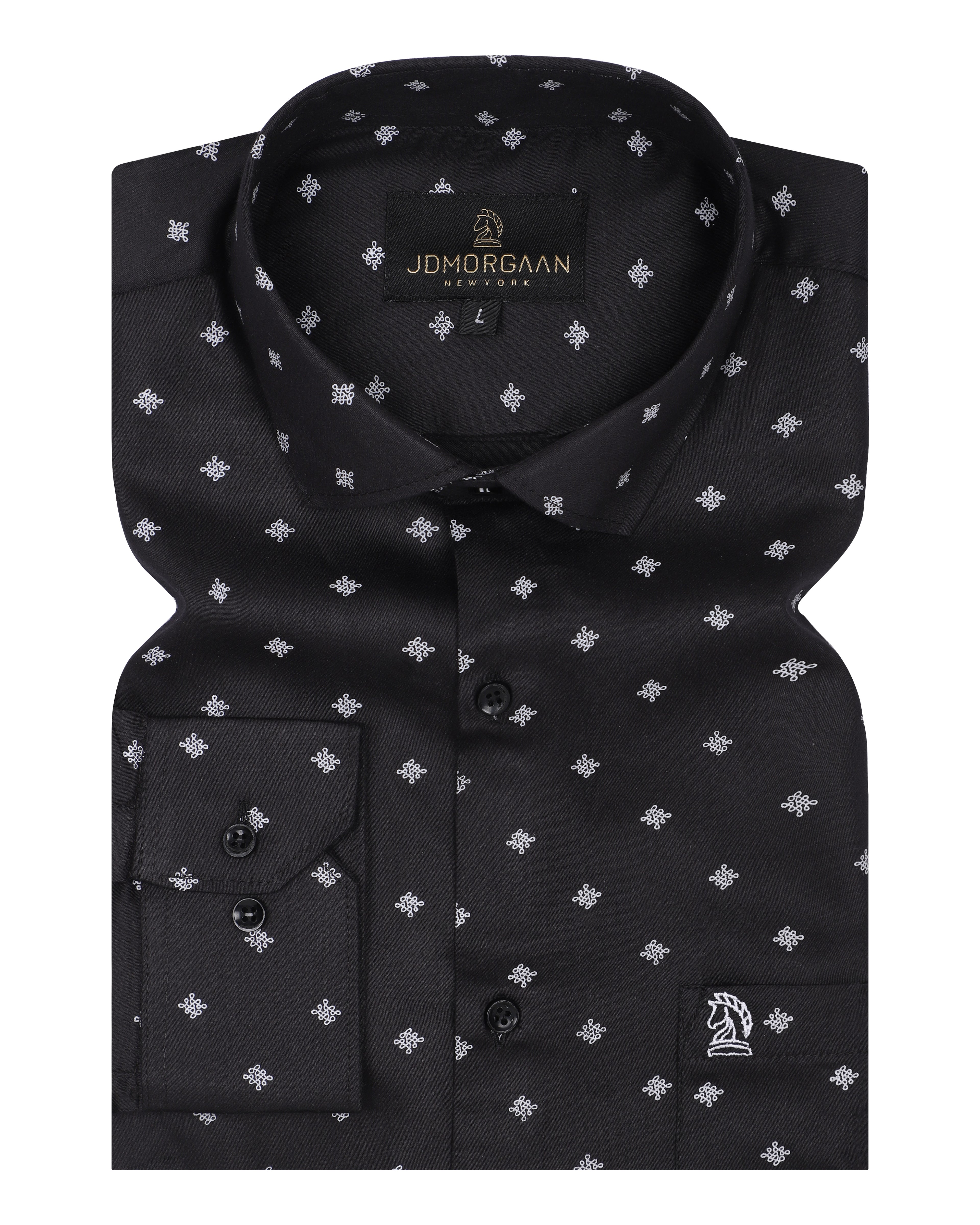 Giza Cotton Black Printed Premium Cotton Shirt