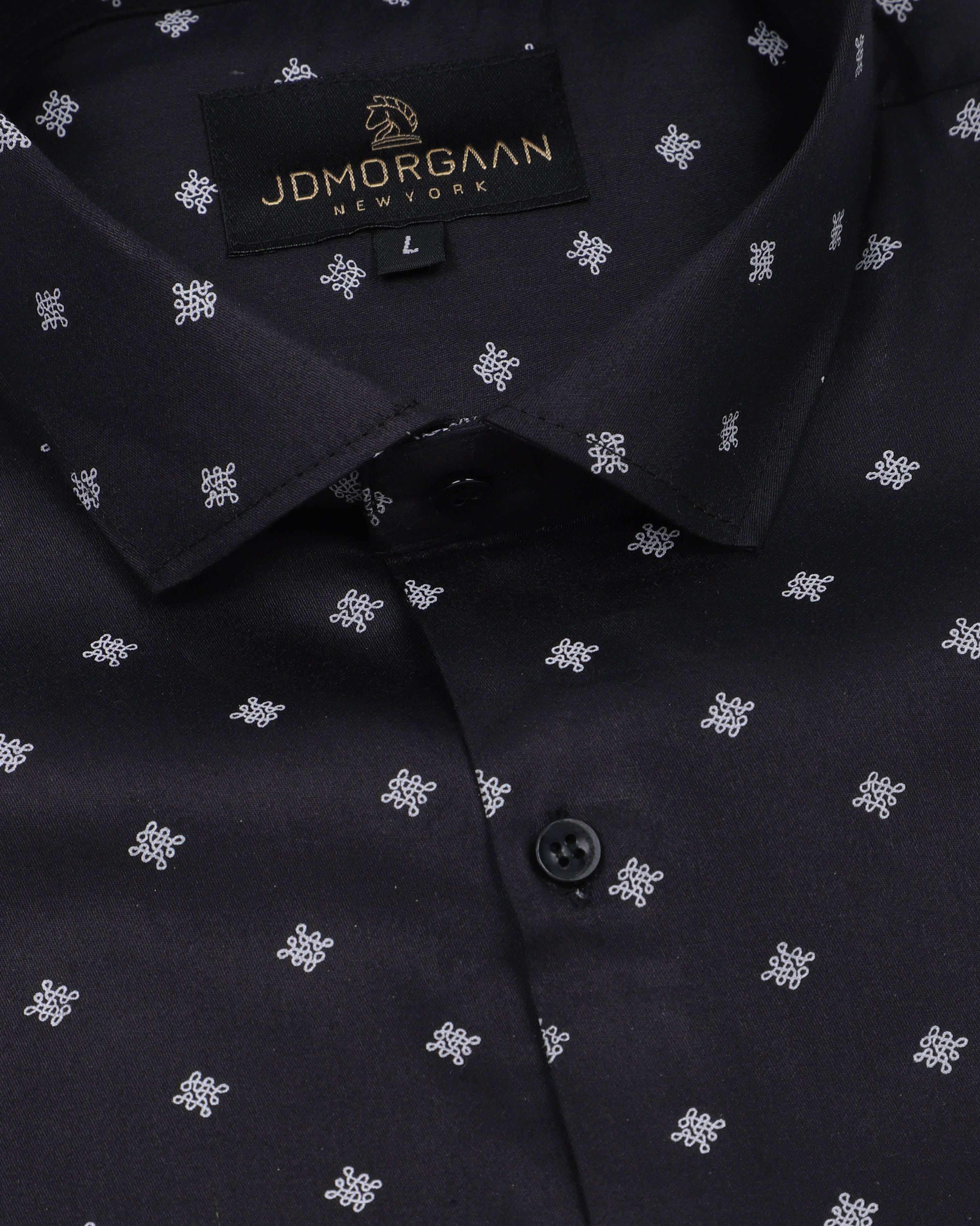 Giza Cotton Black Printed Premium Cotton Shirt