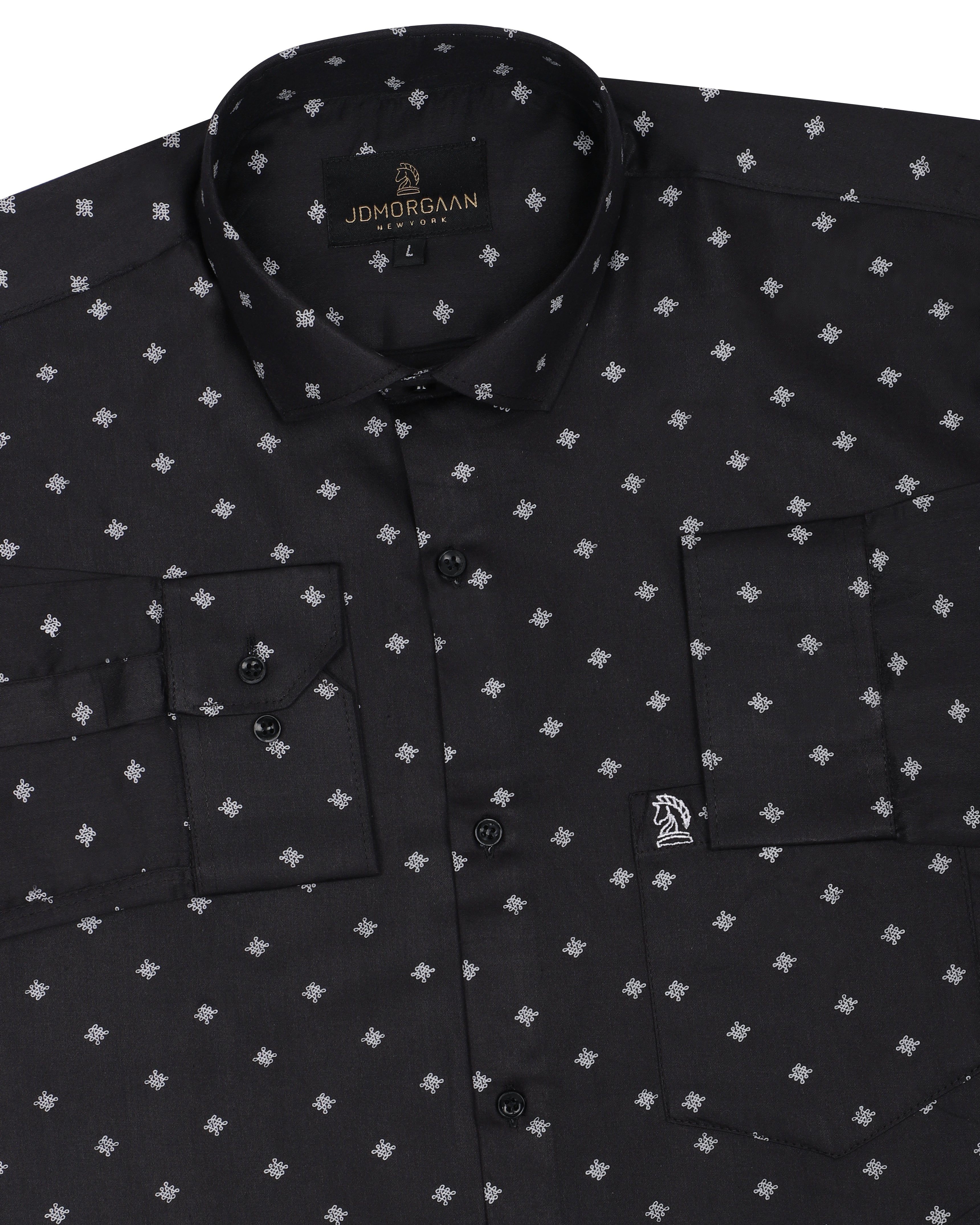 Giza Cotton Black Printed Premium Cotton Shirt
