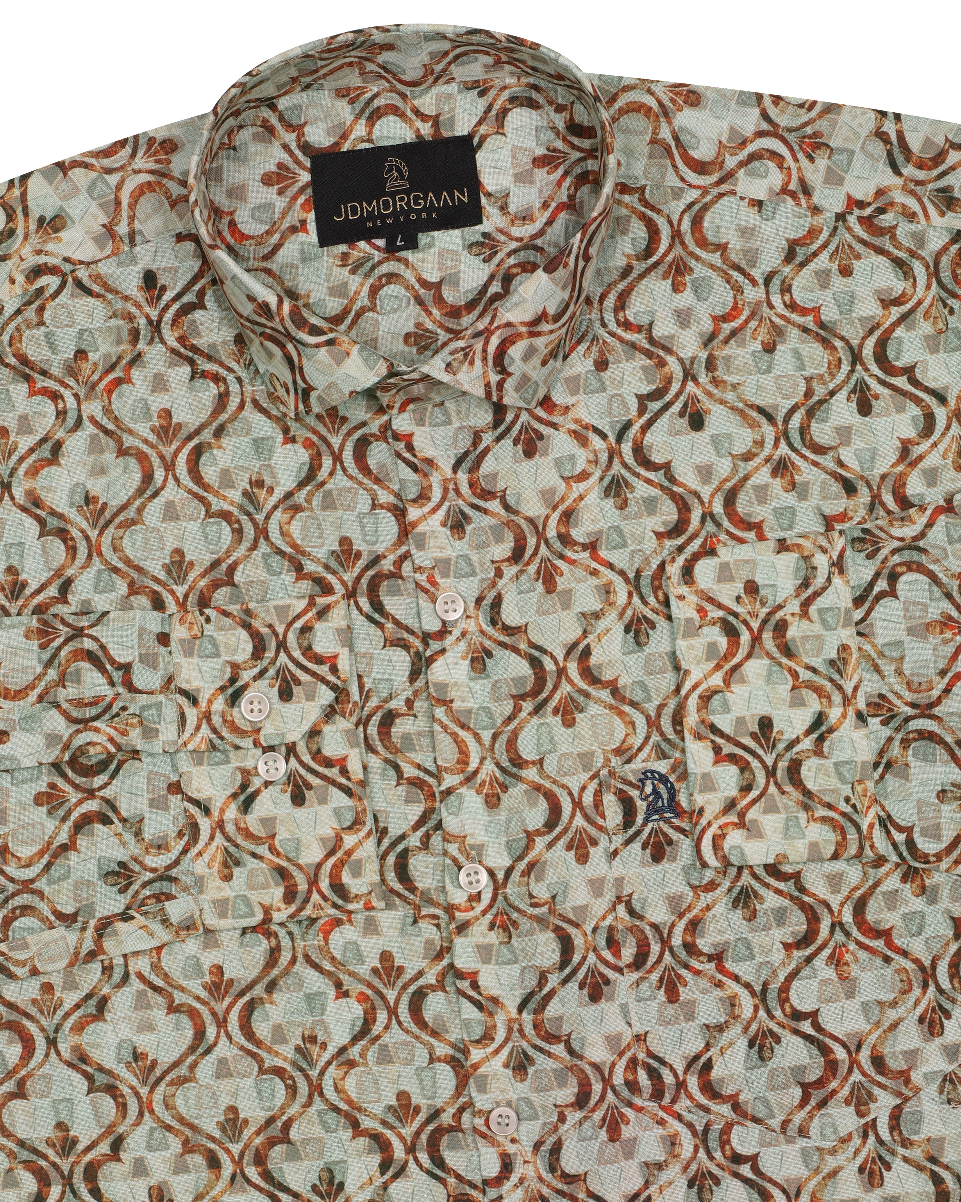 Fancy Digital Cream colour Print Premium Cotton Shirt