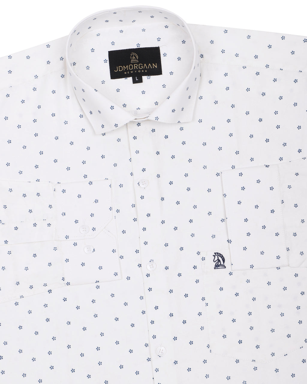 White Giza Print Premium Cotton Shirt