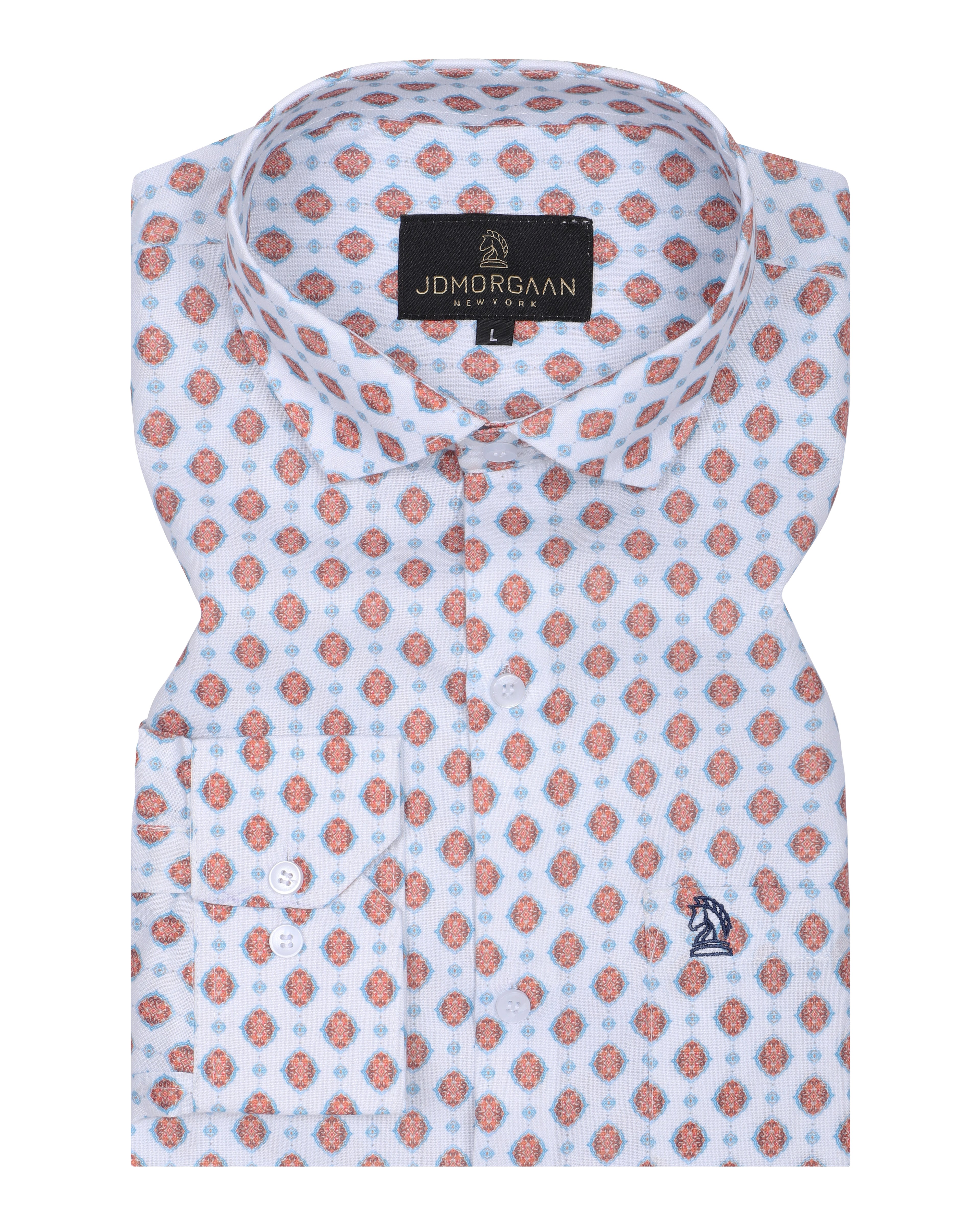 Fancy Digital white Print Premium Cotton Shirt