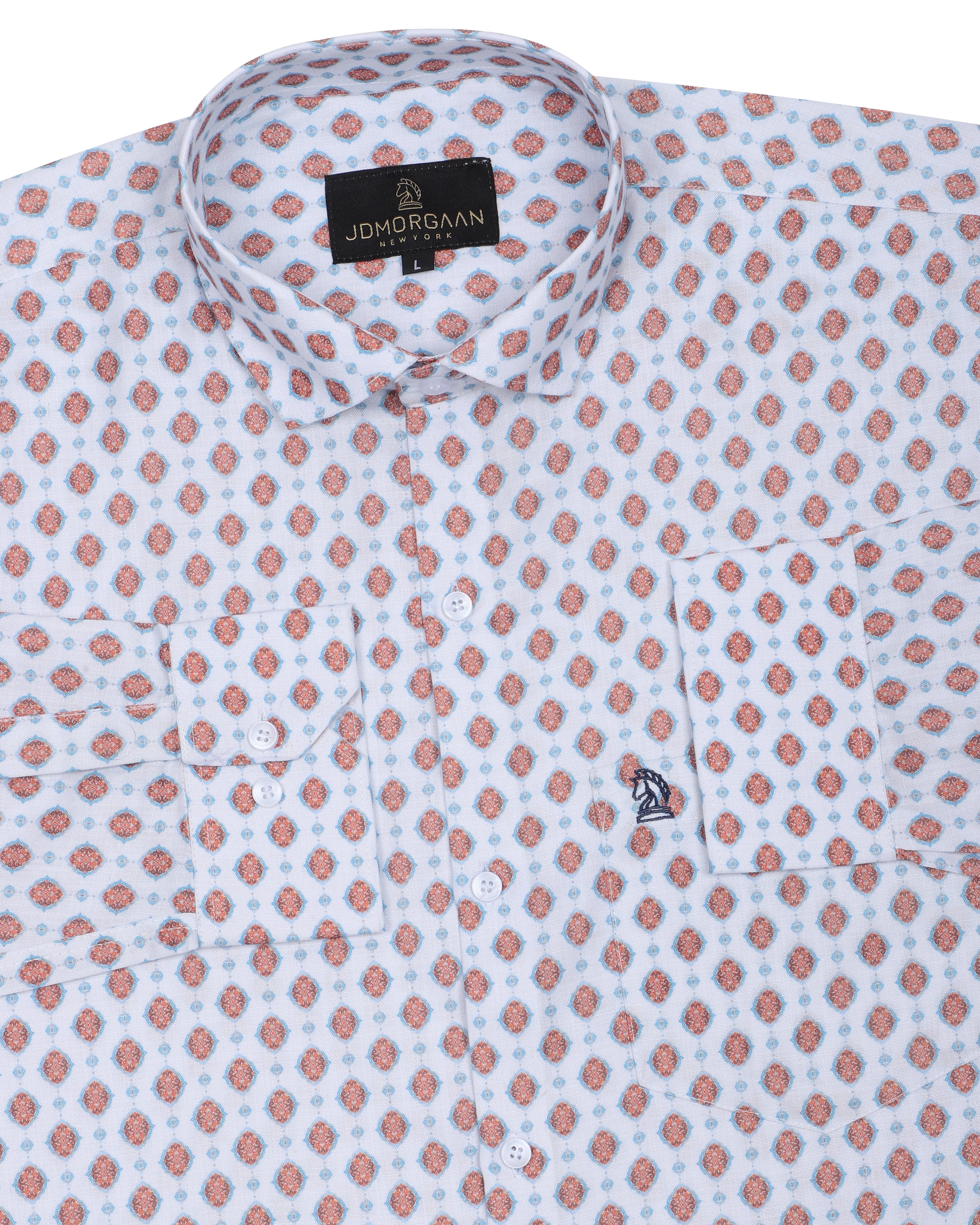 Fancy Digital white Print Premium Cotton Shirt