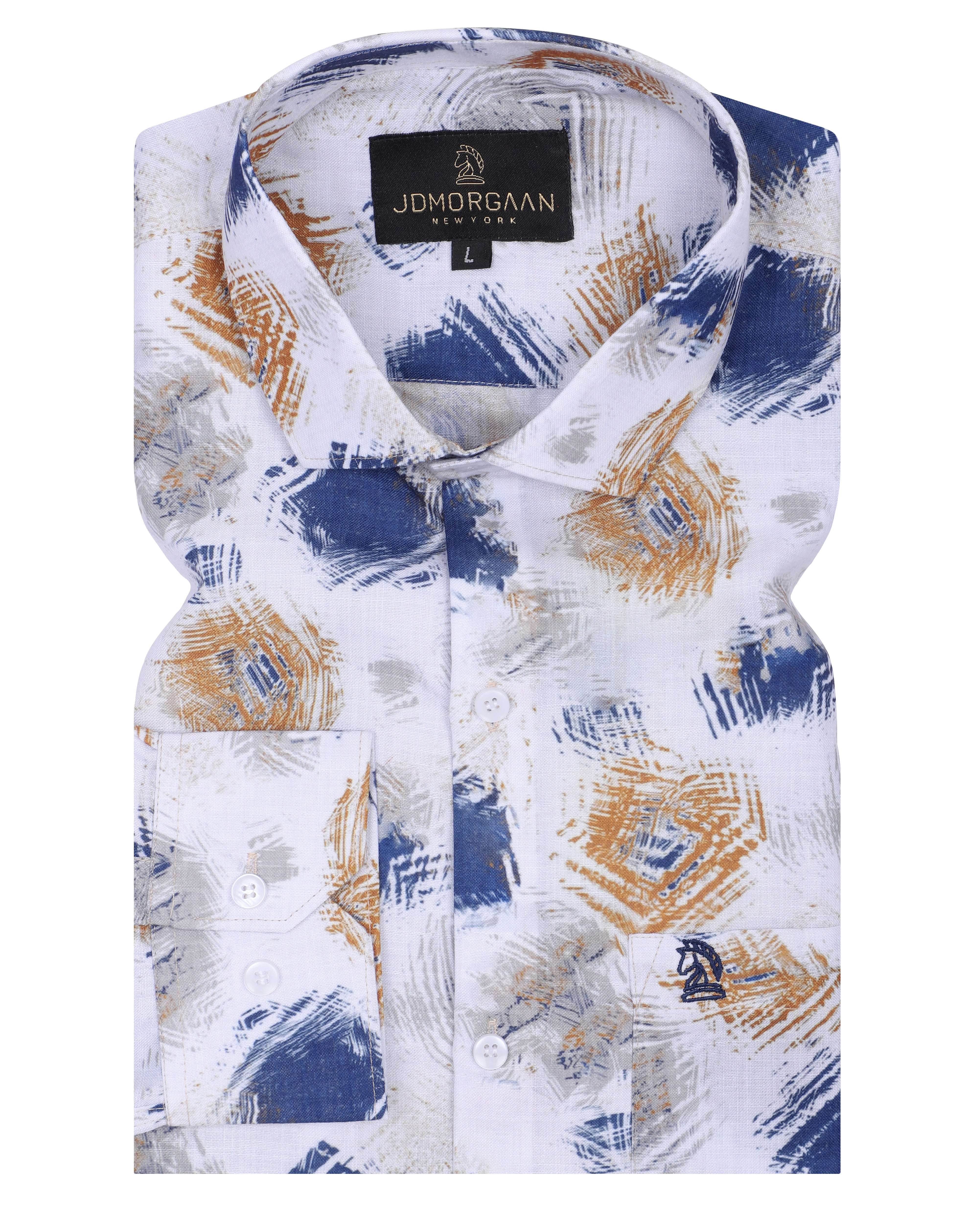 Fancy Digital white Print Premium Cotton Shirt