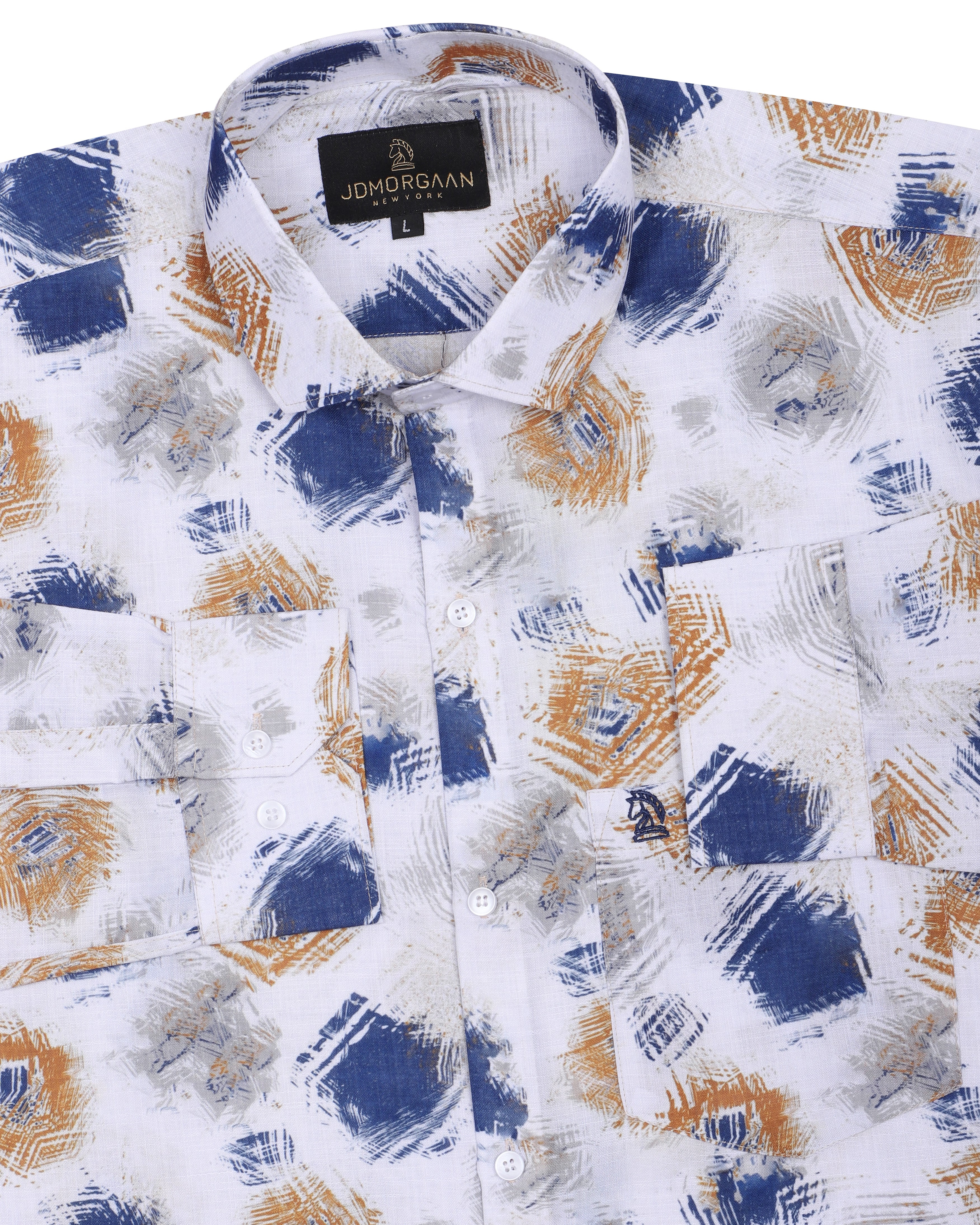 Fancy Digital white Print Premium Cotton Shirt