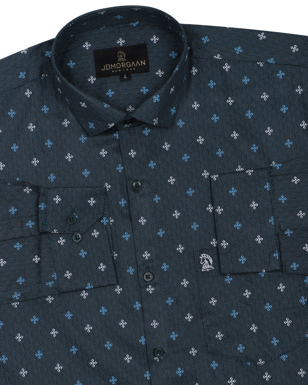 Fancy Digital white blue Print Premium Cotton Shirt
