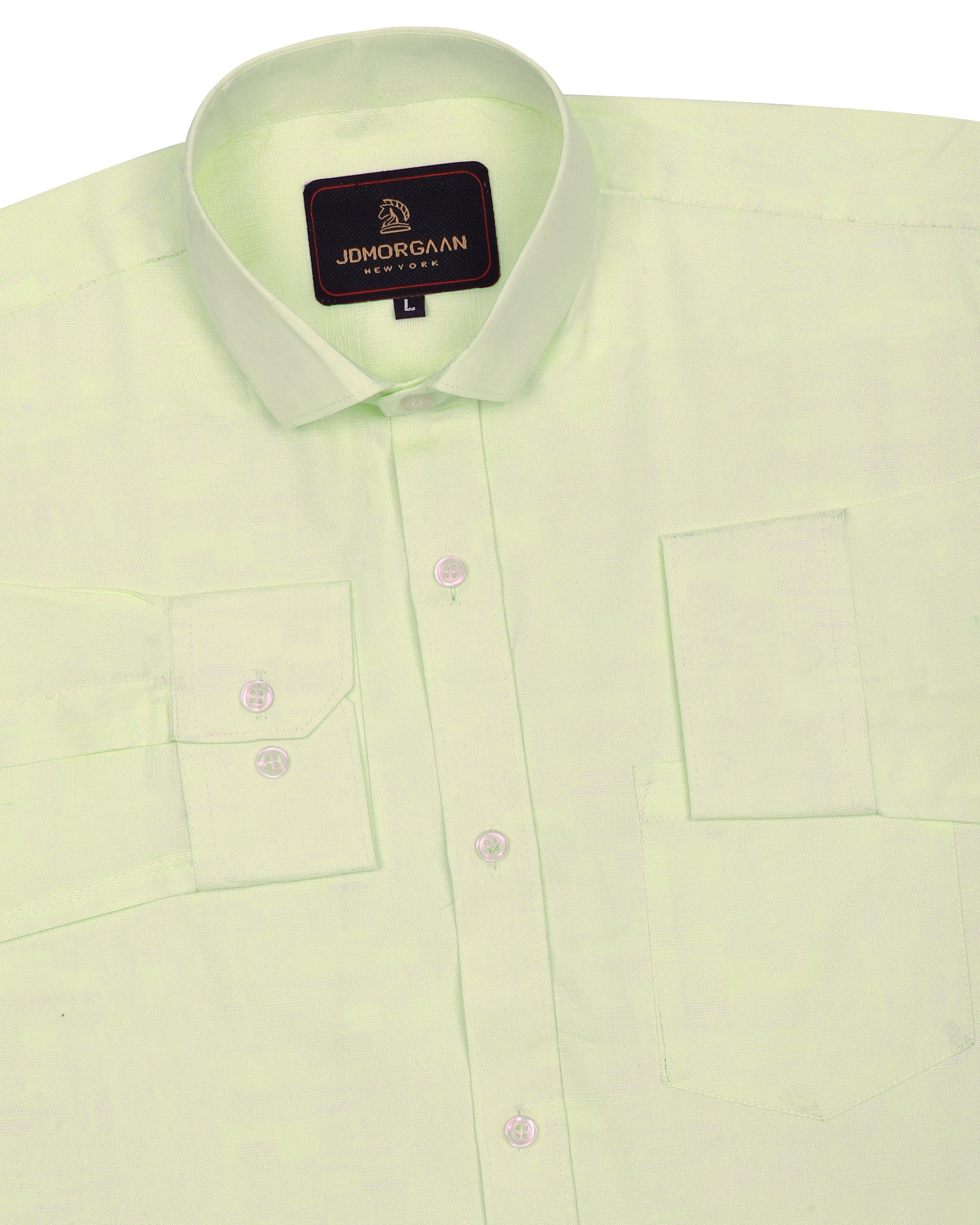 Light Celadon Slub Colour plain Pure Cotton Shirt