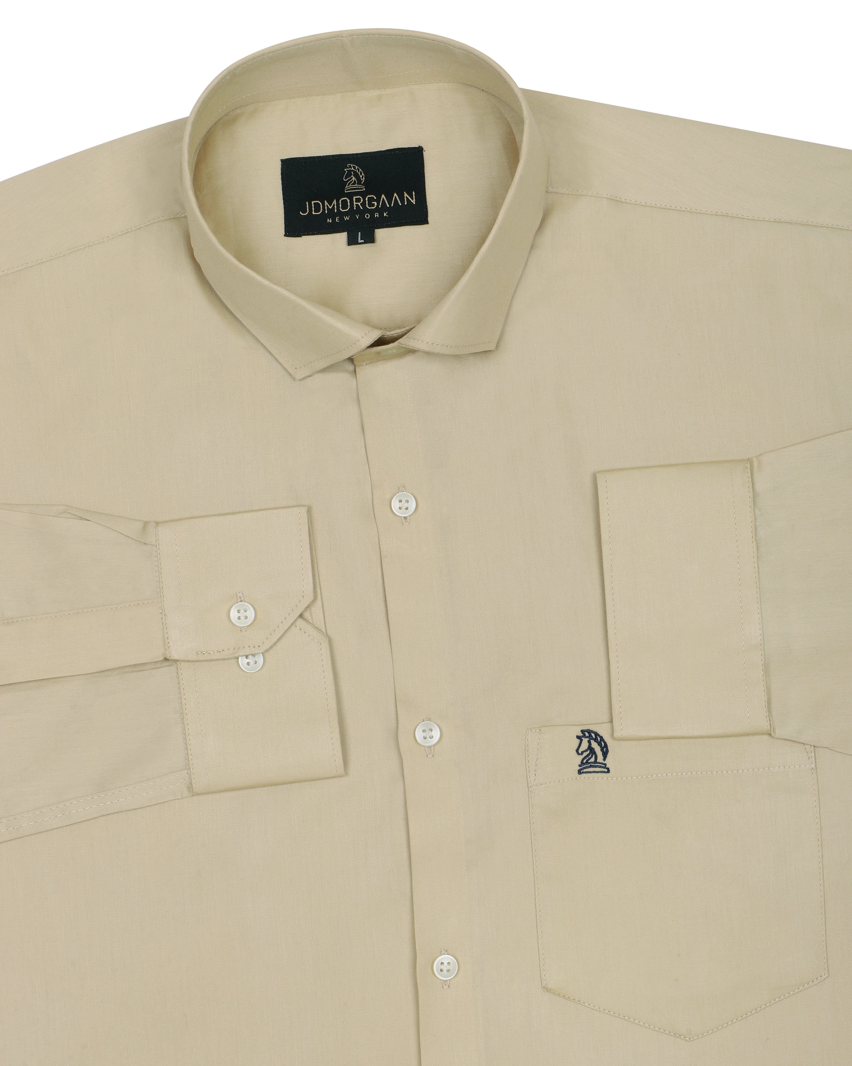 Light Biscuit Color plain Pure Cotton Shirt