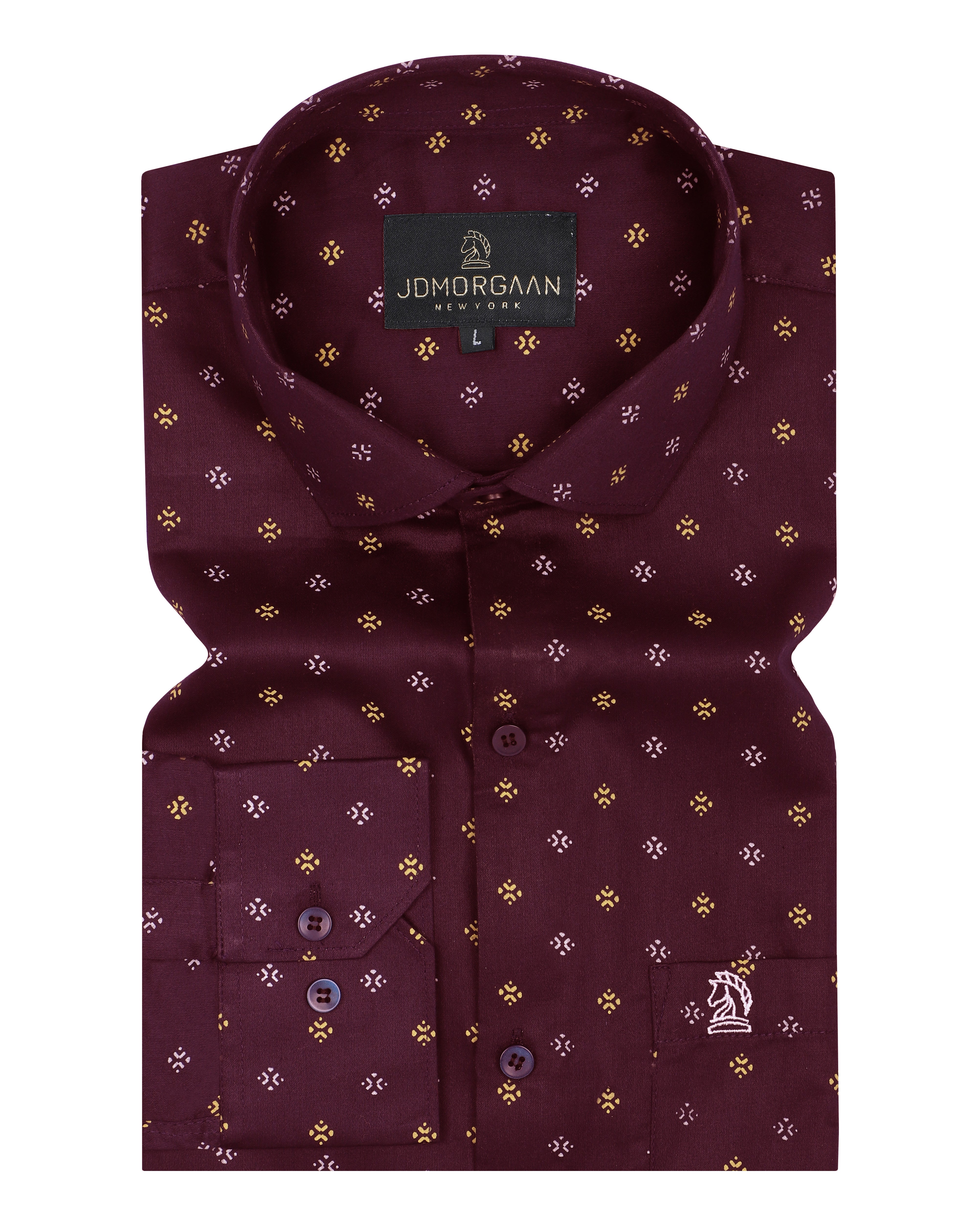 Maroon Redish Giza Print Premium Cotton Shirt