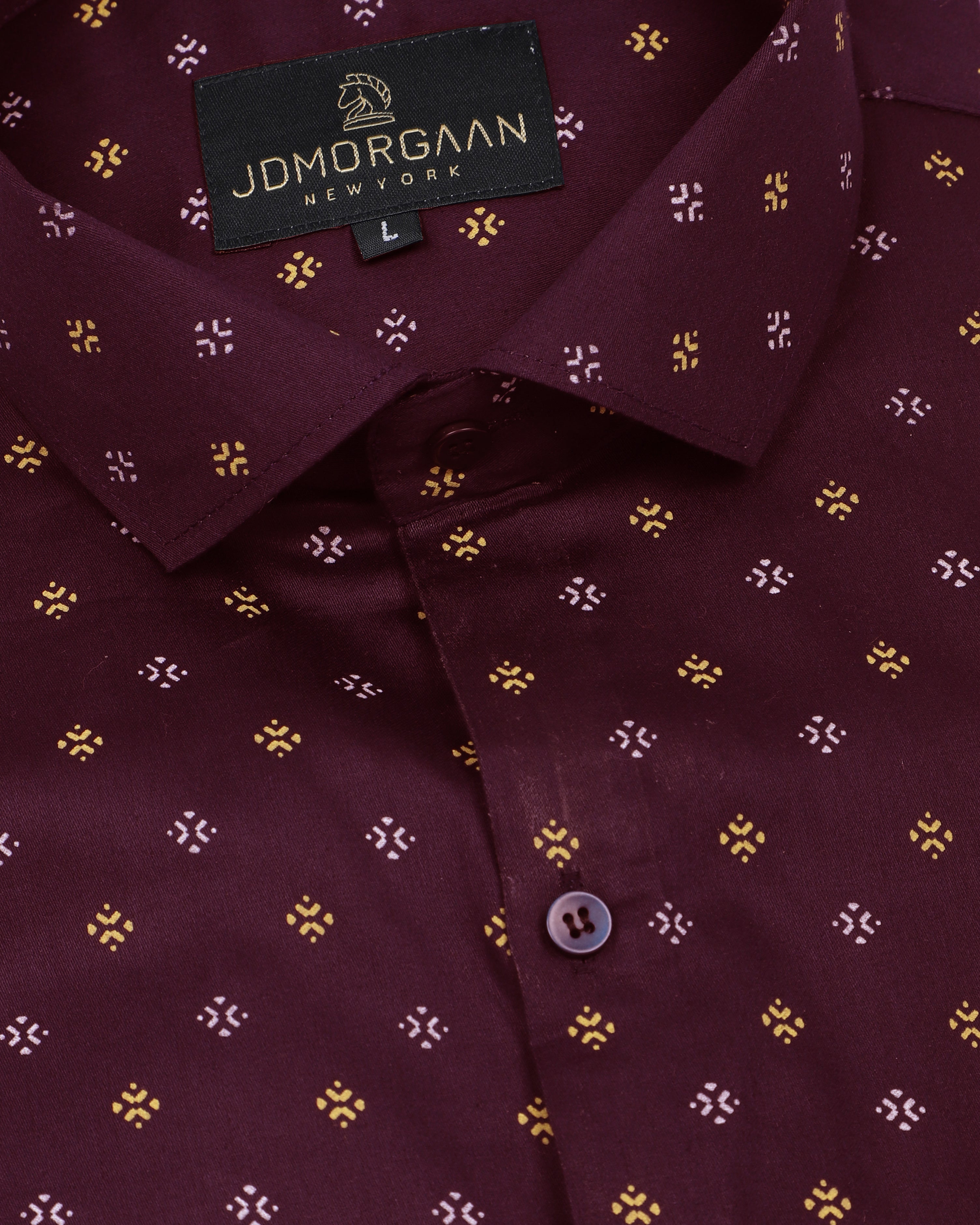 Maroon Redish Giza Print Premium Cotton Shirt