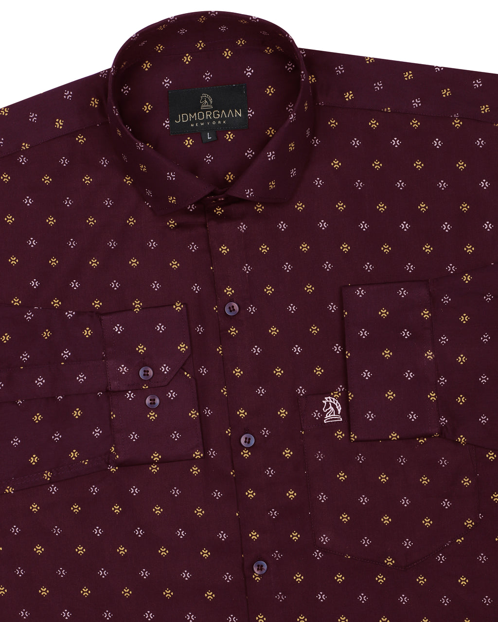 Maroon Color Giza Print Premium Cotton Shirt
