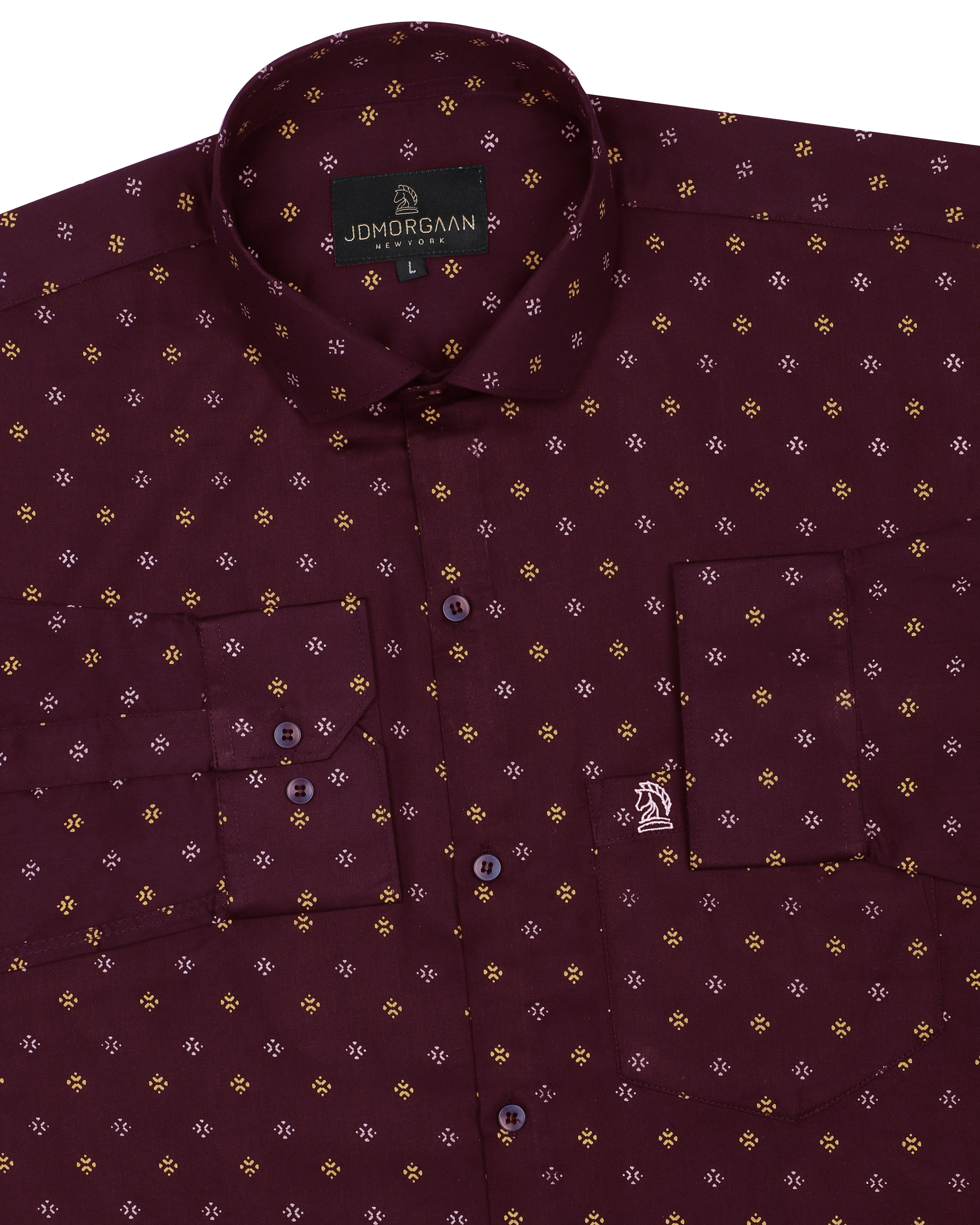 Maroon Color Giza Print Premium Cotton Shirt
