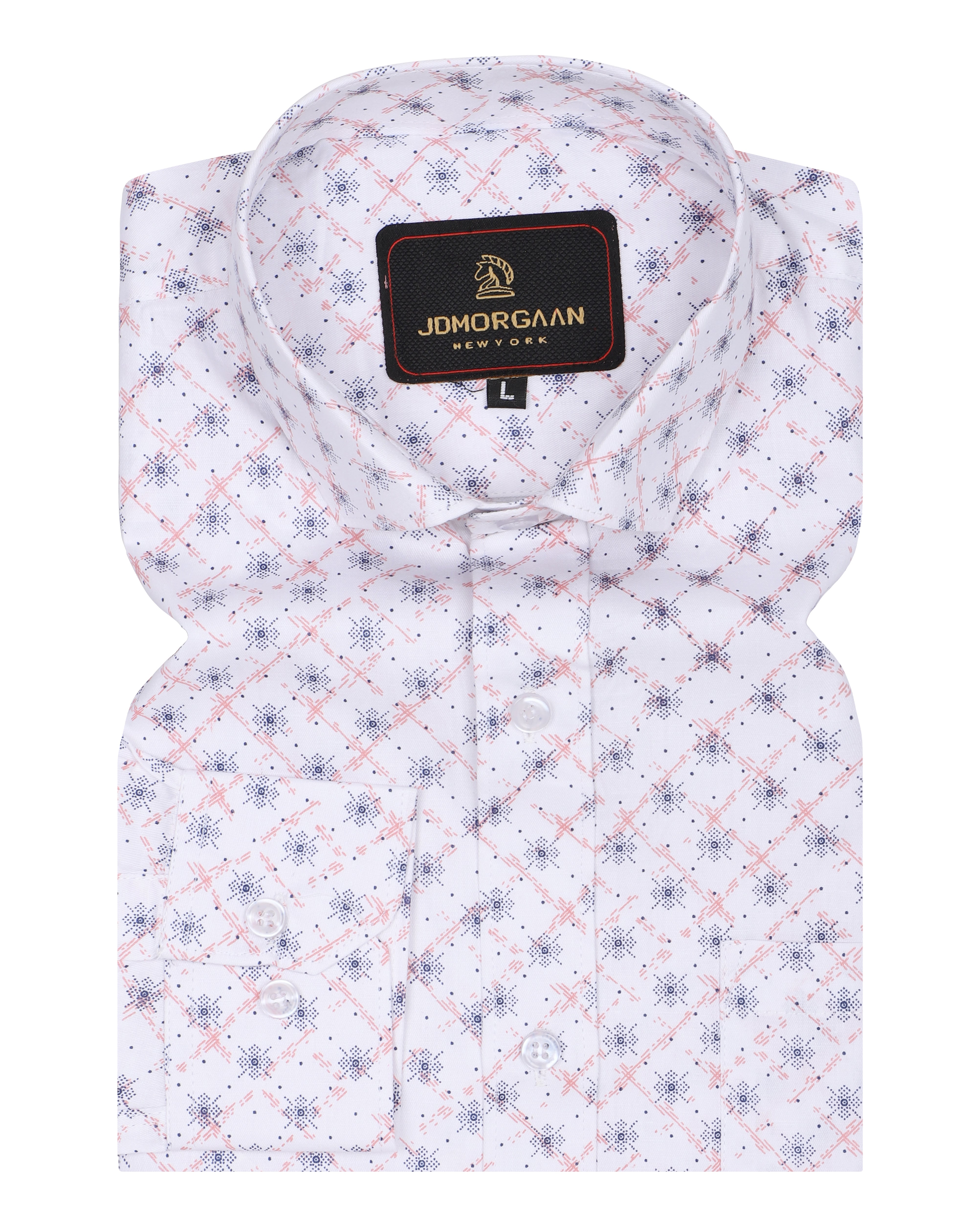 Full White Giza Print Premium Cotton Shirt