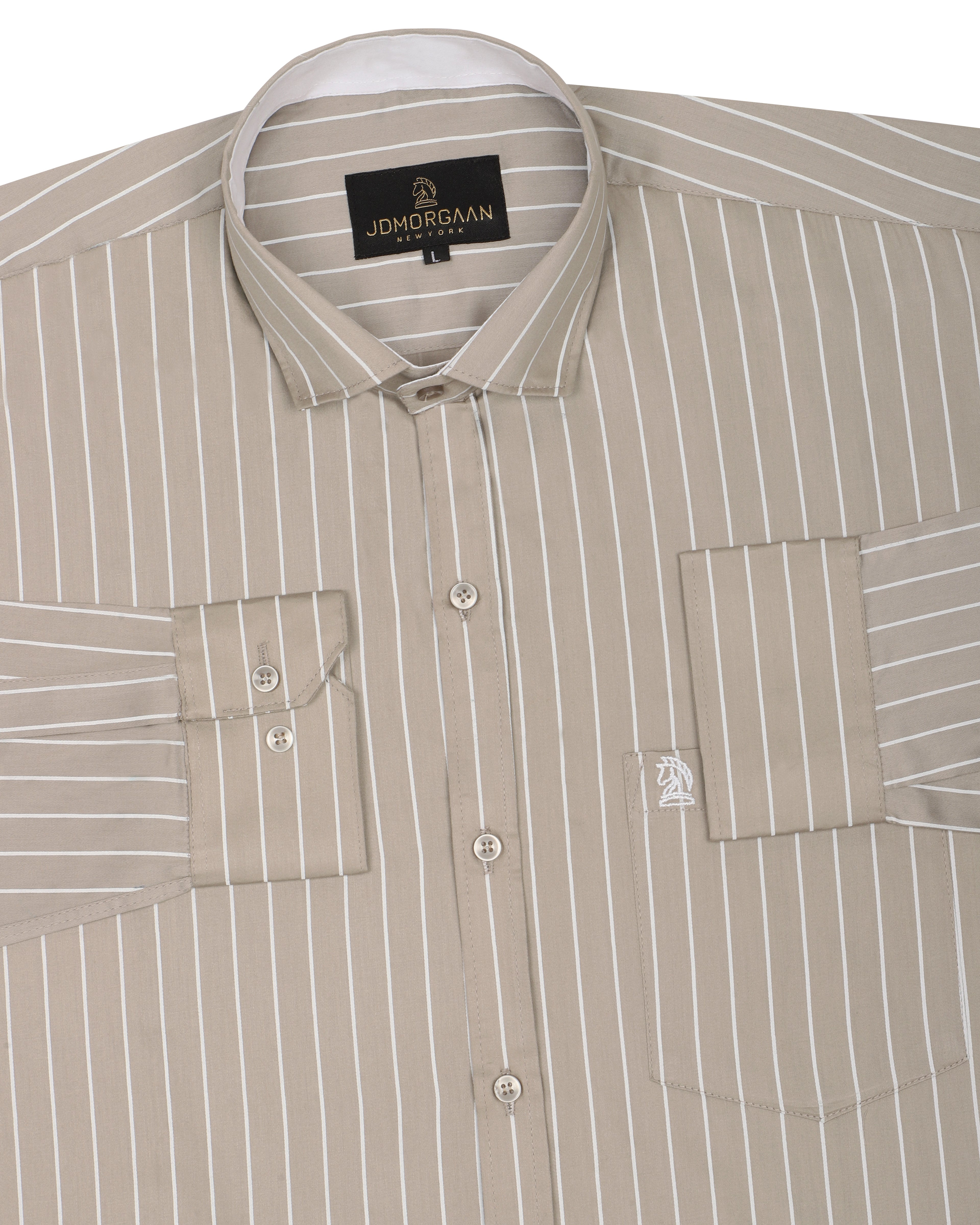 Beige Cream Twill Giza  Lining Premium Cotton Shirt