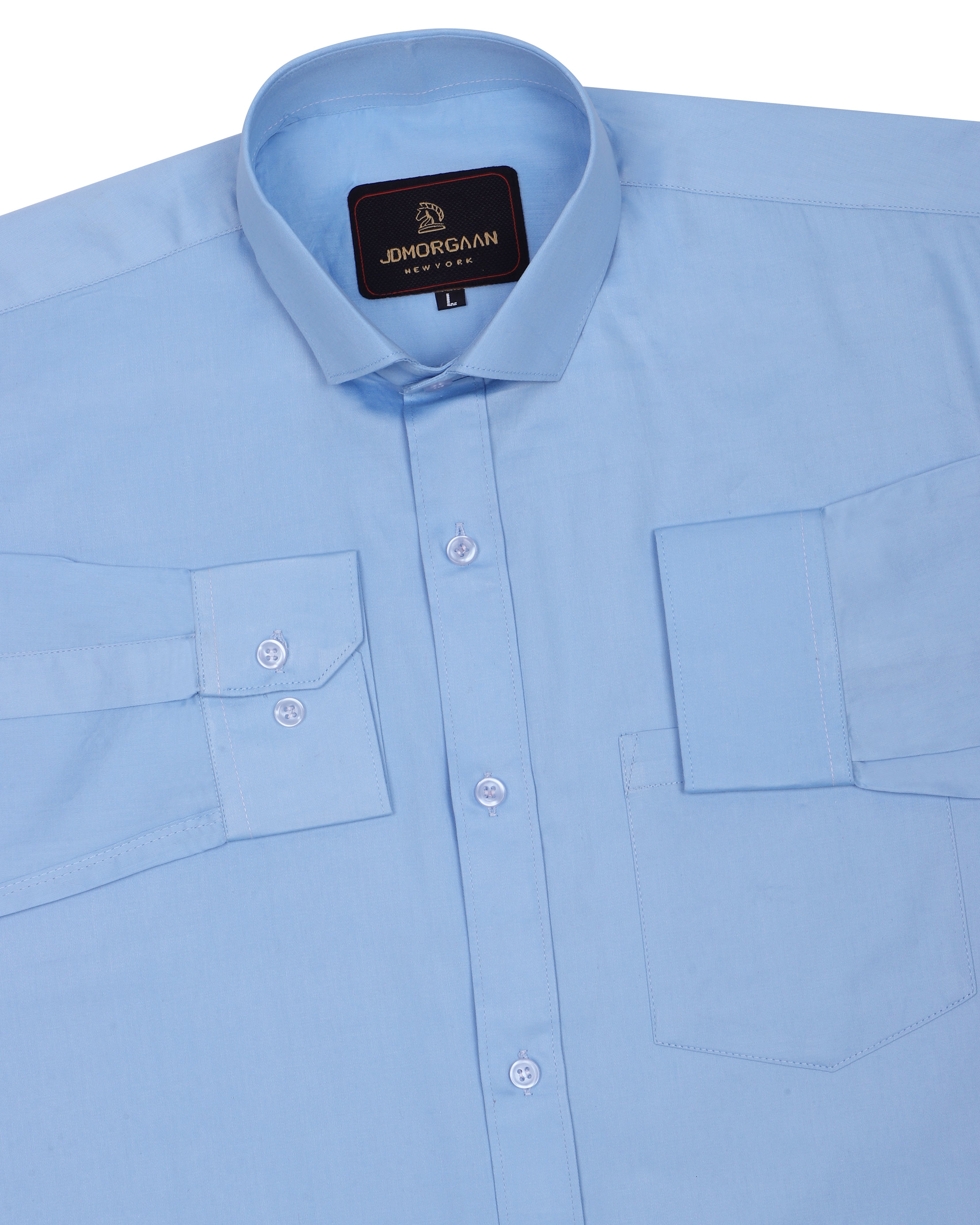 Baby Blue Plain Premium Cotton Shirt