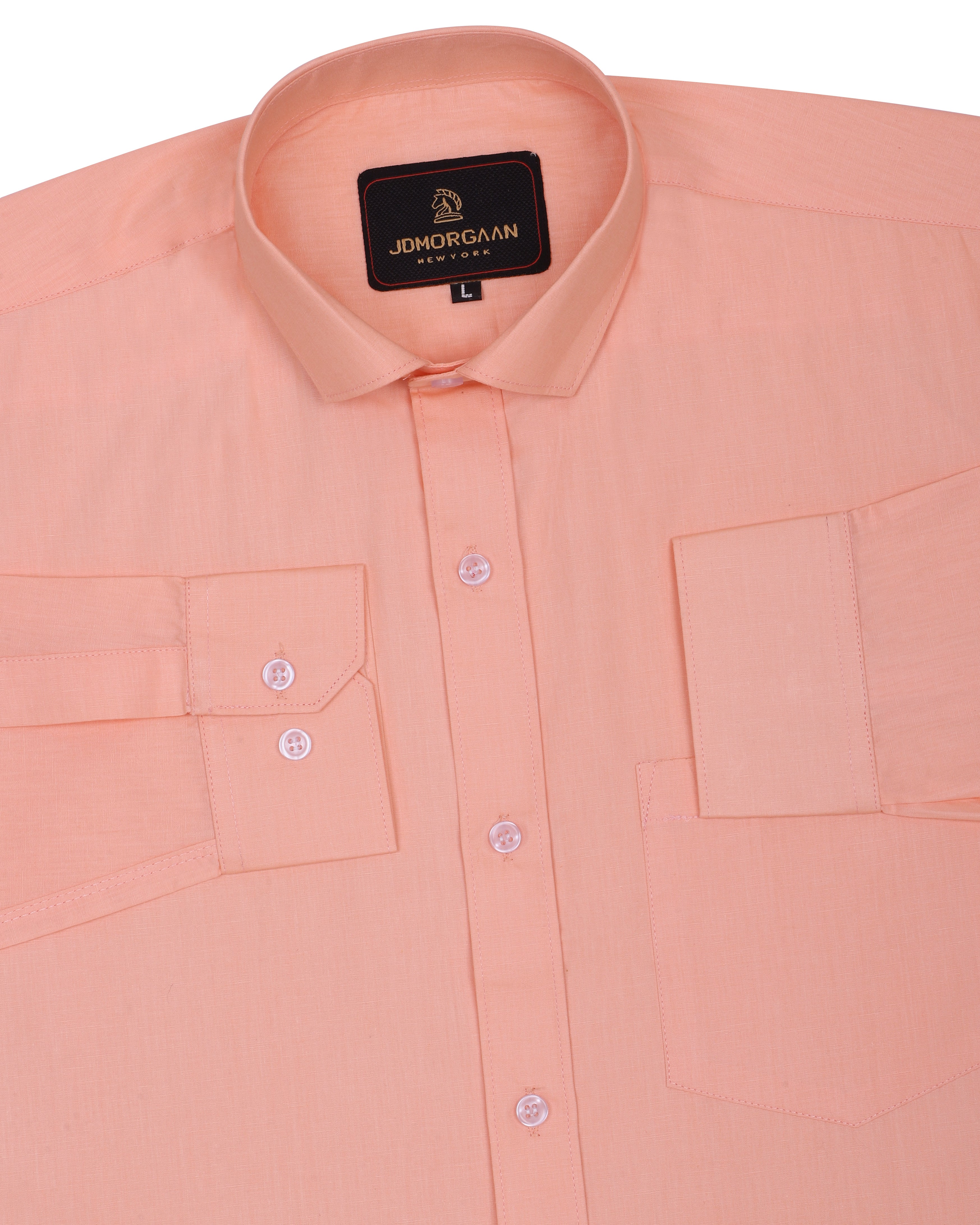 Peach color Plain Premium Cotton Shirt