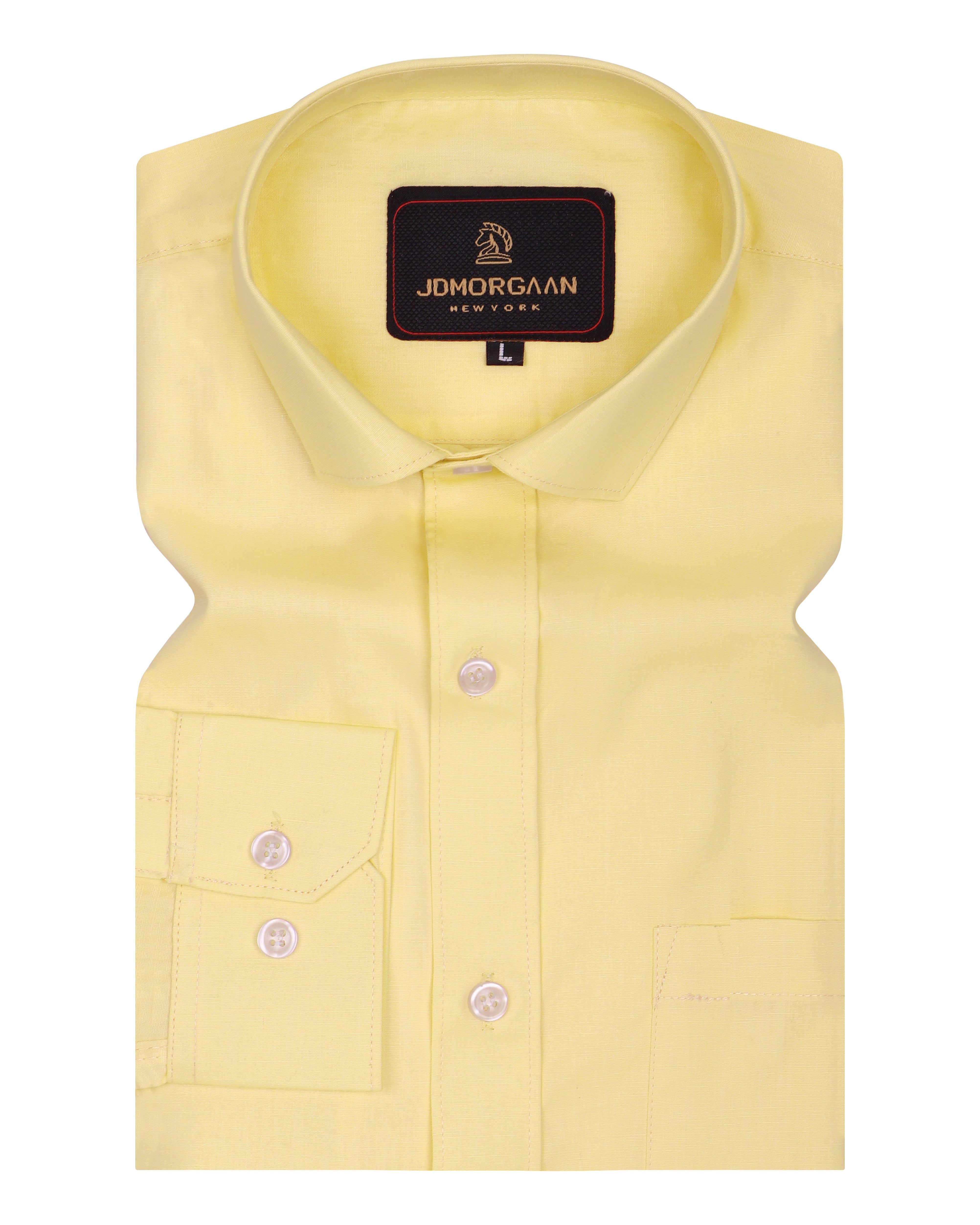 Solid Lemon yellow Plain Premium Cotton Shirt