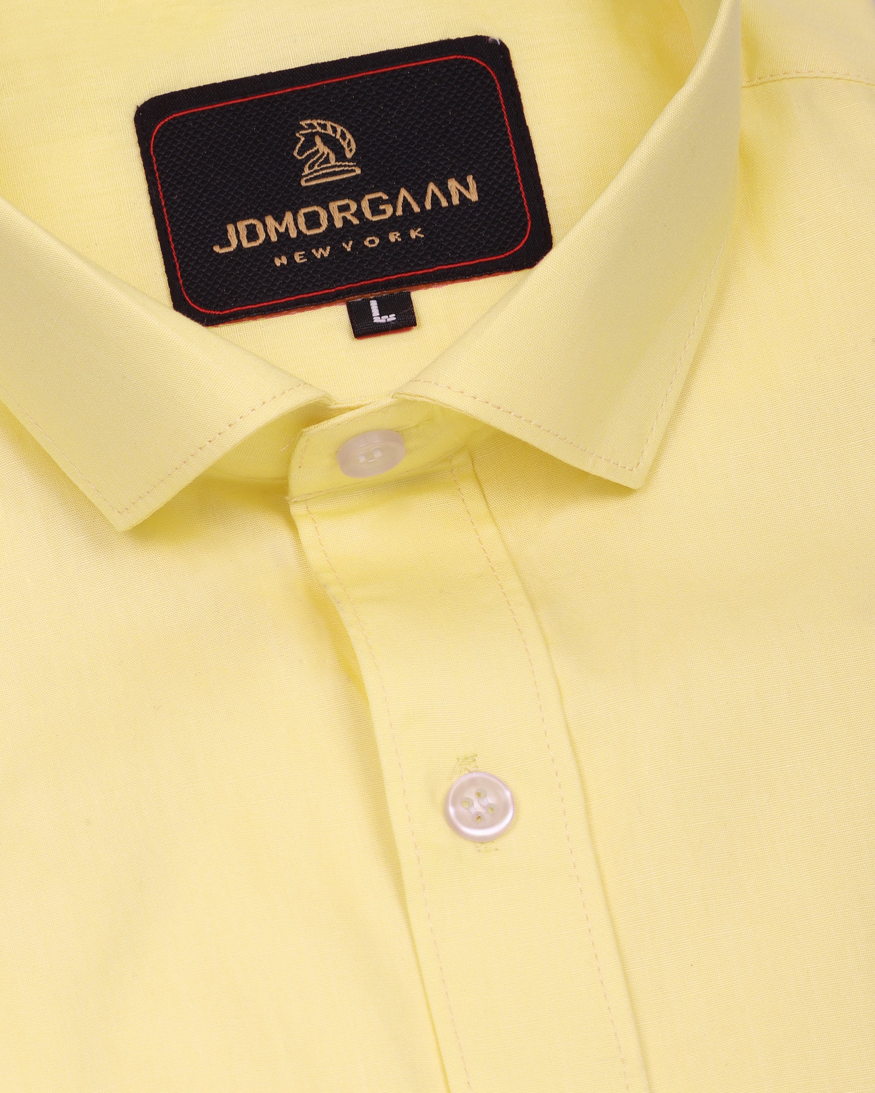 Solid Lemon yellow Plain Premium Cotton Shirt