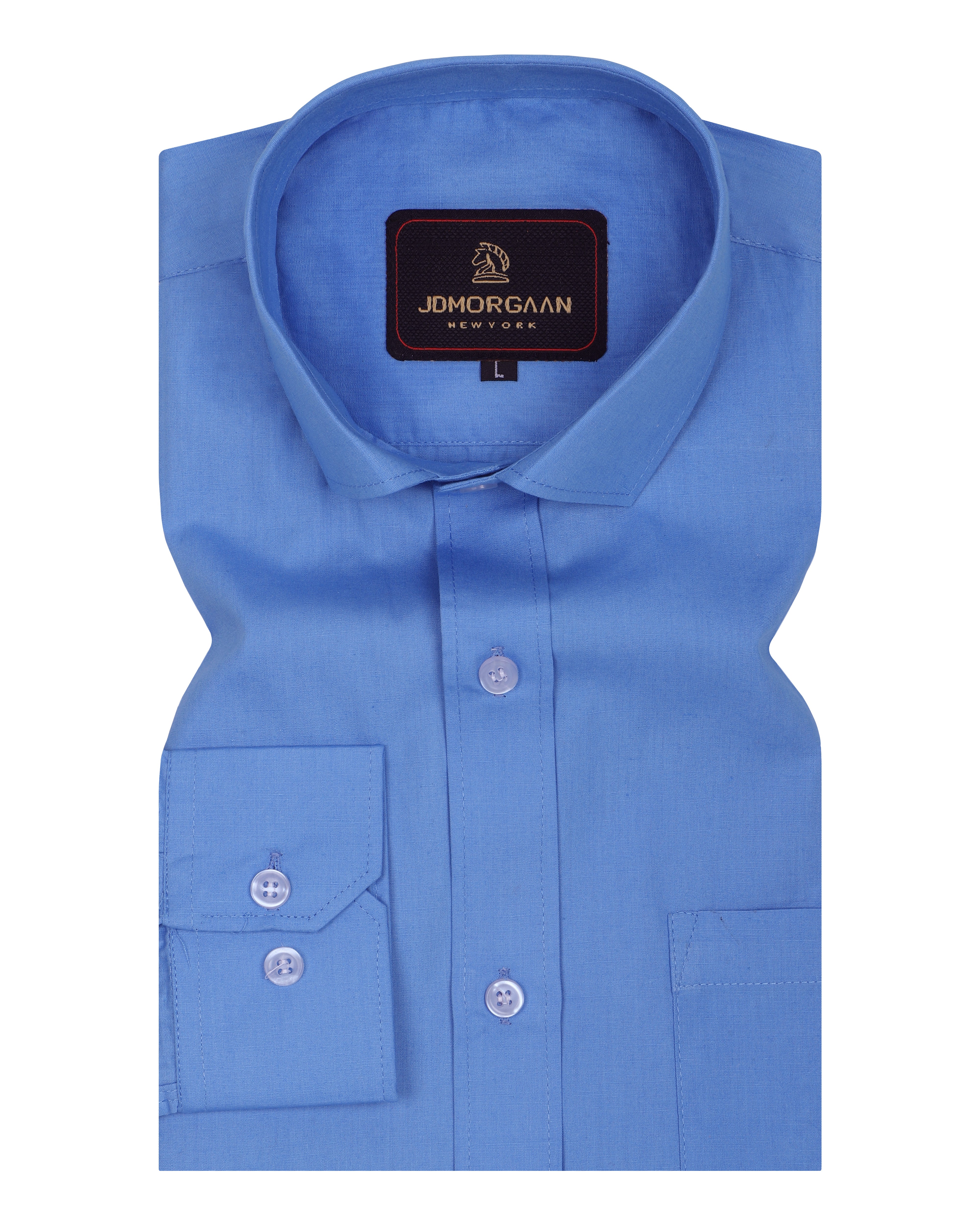 Solid Ocean Blue Plain Premium Cotton Shirt