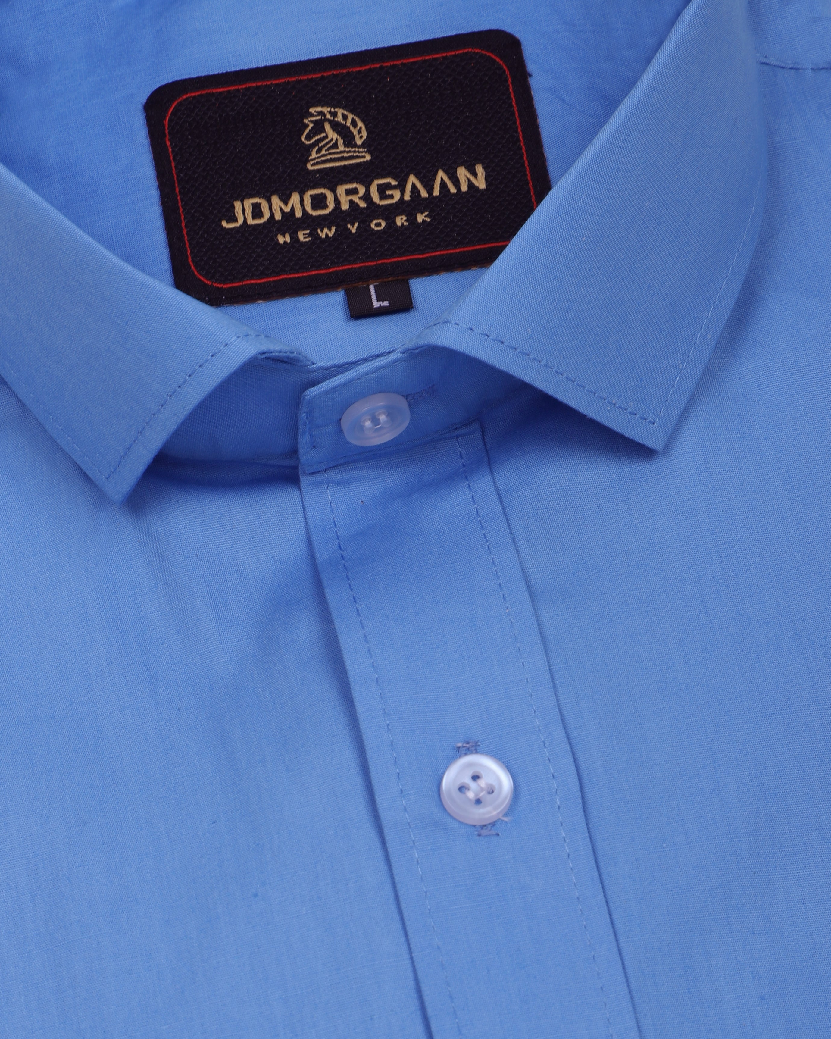 Solid Ocean Blue Plain Premium Cotton Shirt