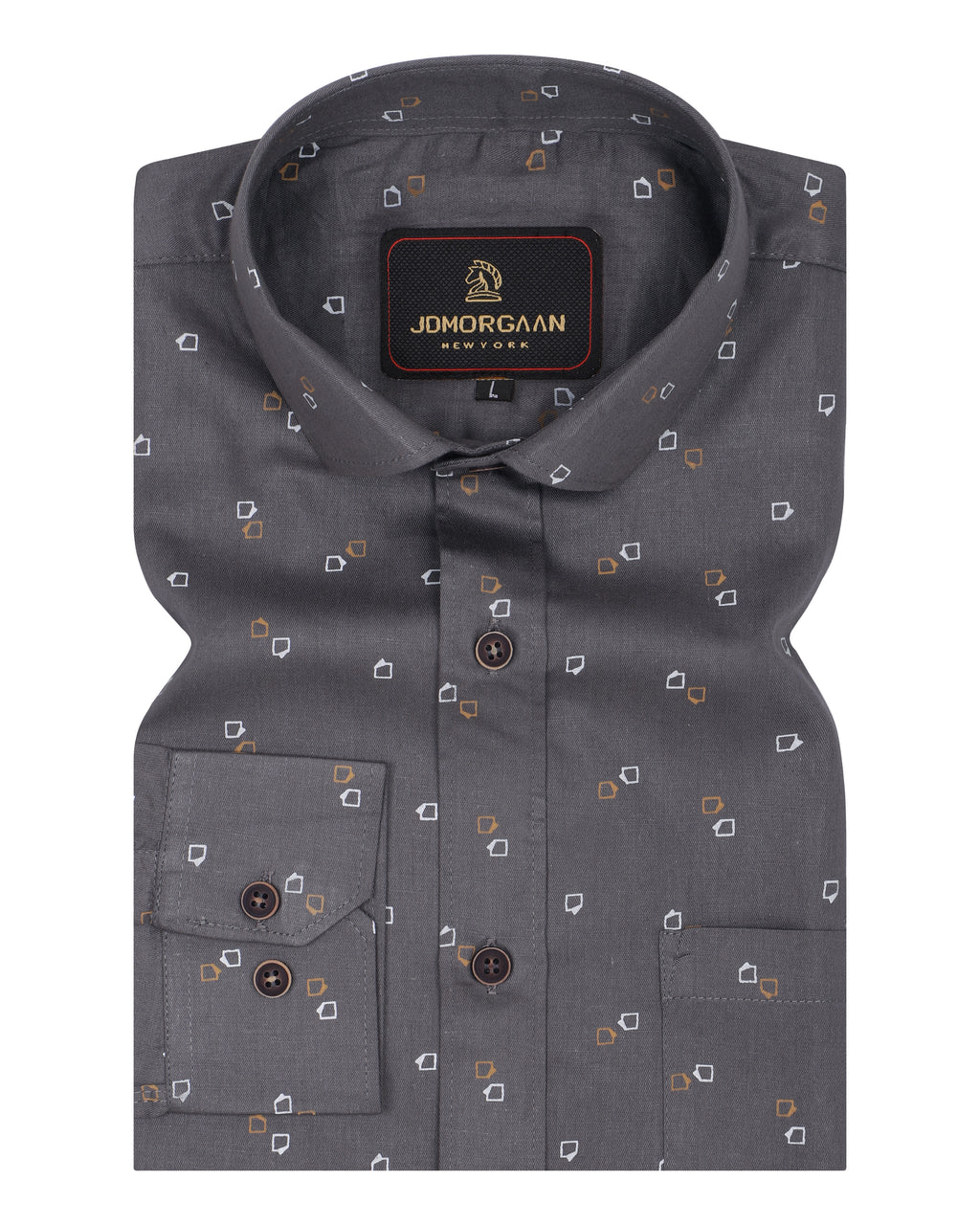 Greyish Black Giza Print Premium Cotton Shirt