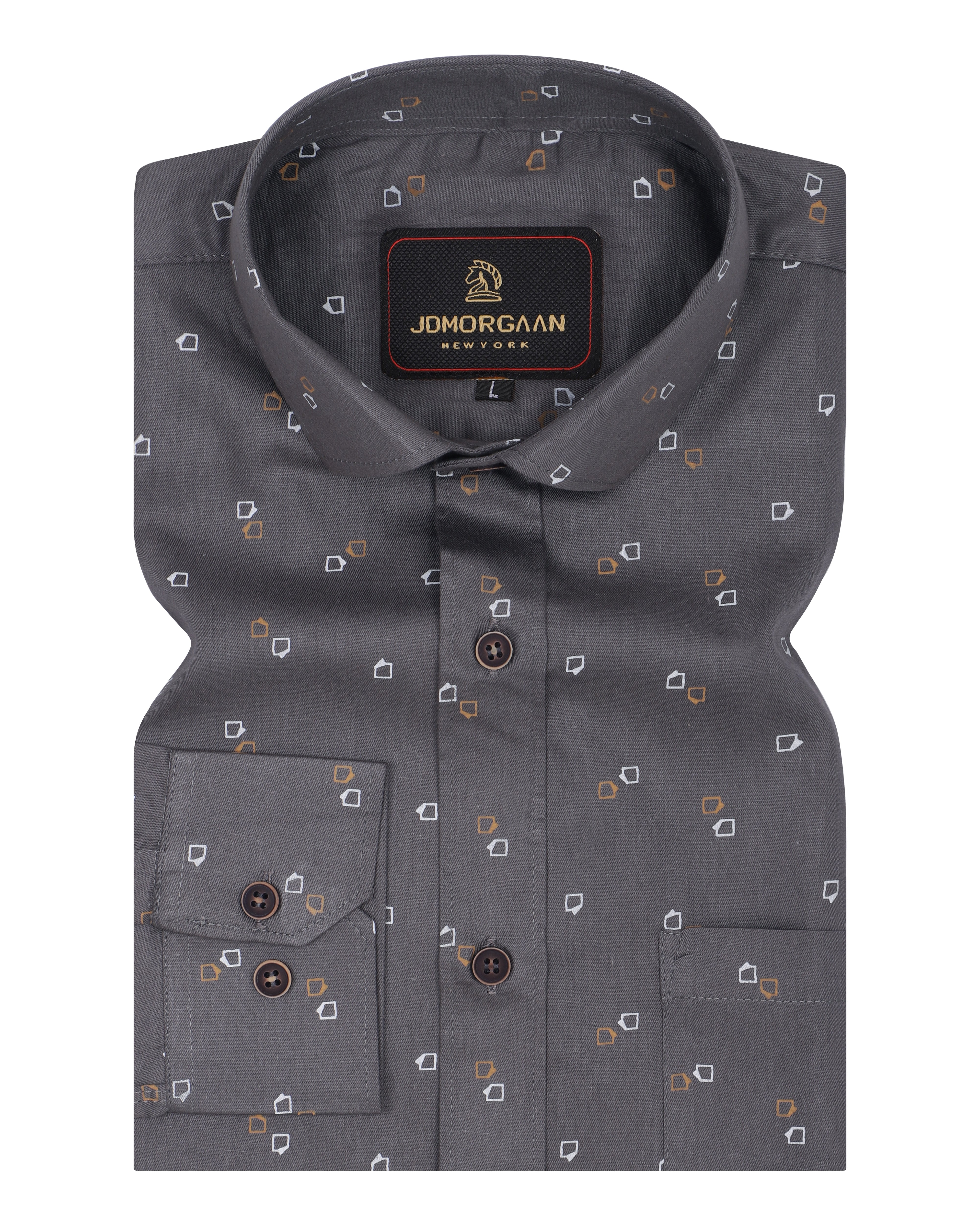 Greyish Black Giza Print Premium Cotton Shirt