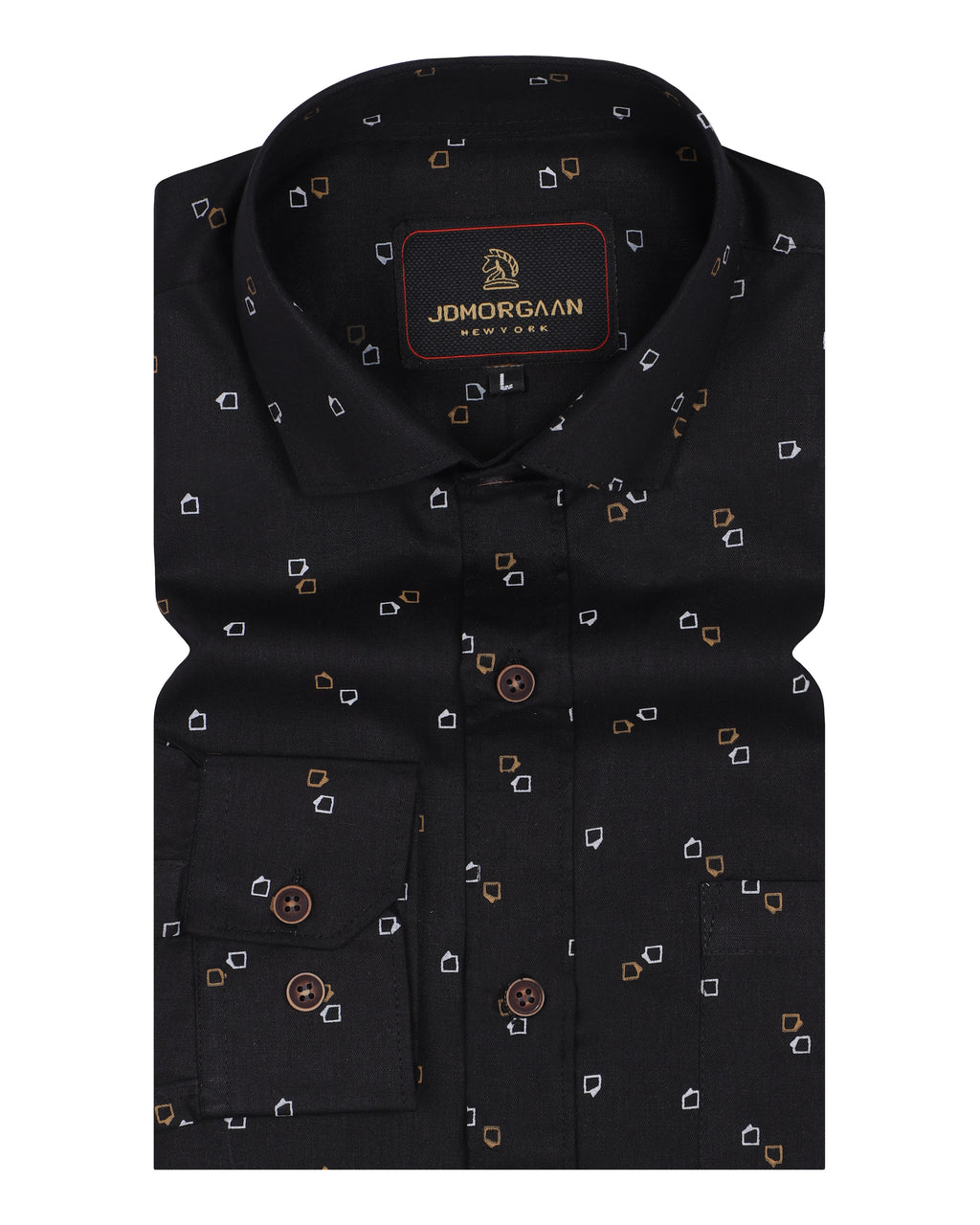 Solid Black Giza Print Premium Cotton Shirt