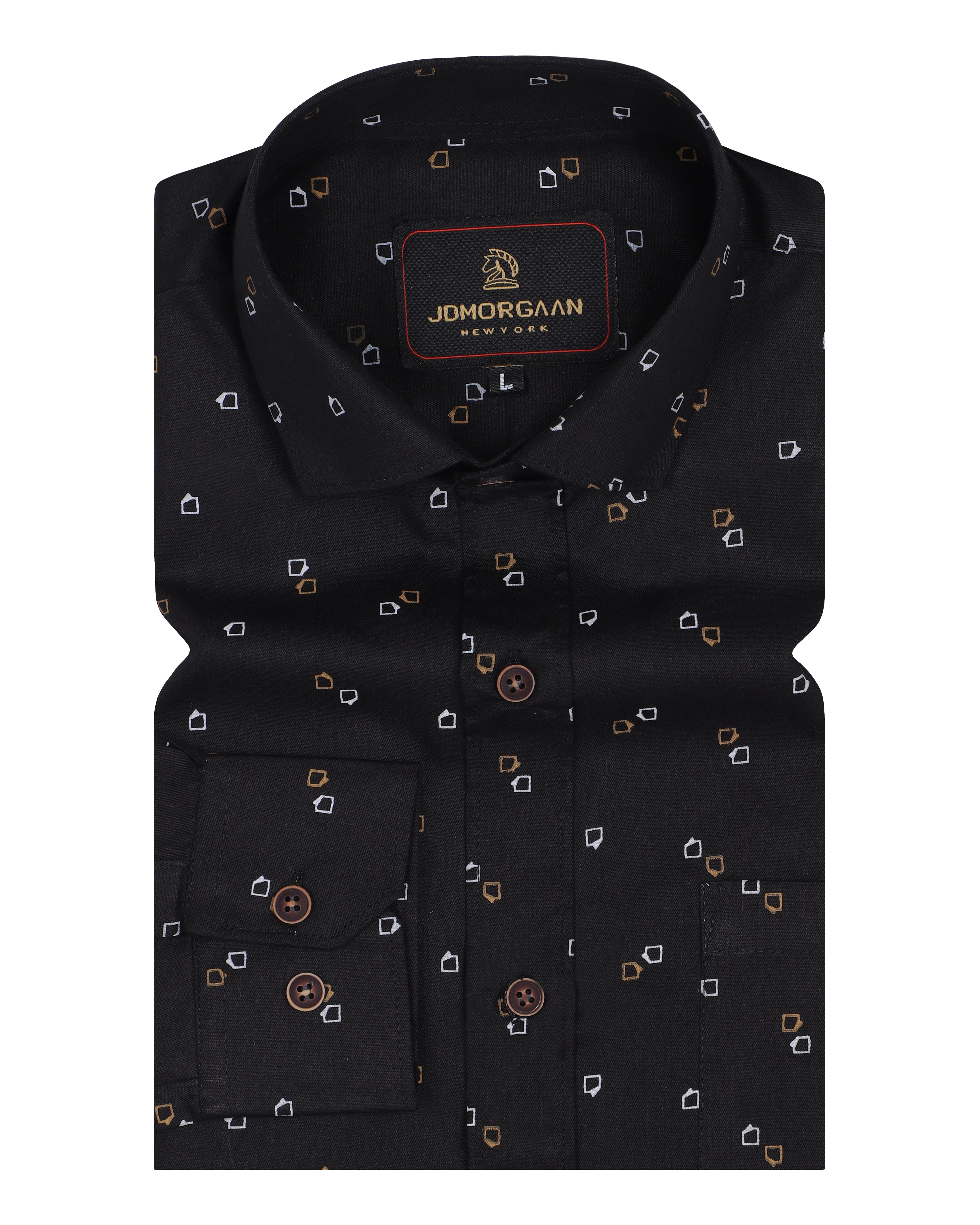 Solid Black Giza Print Premium Cotton Shirt