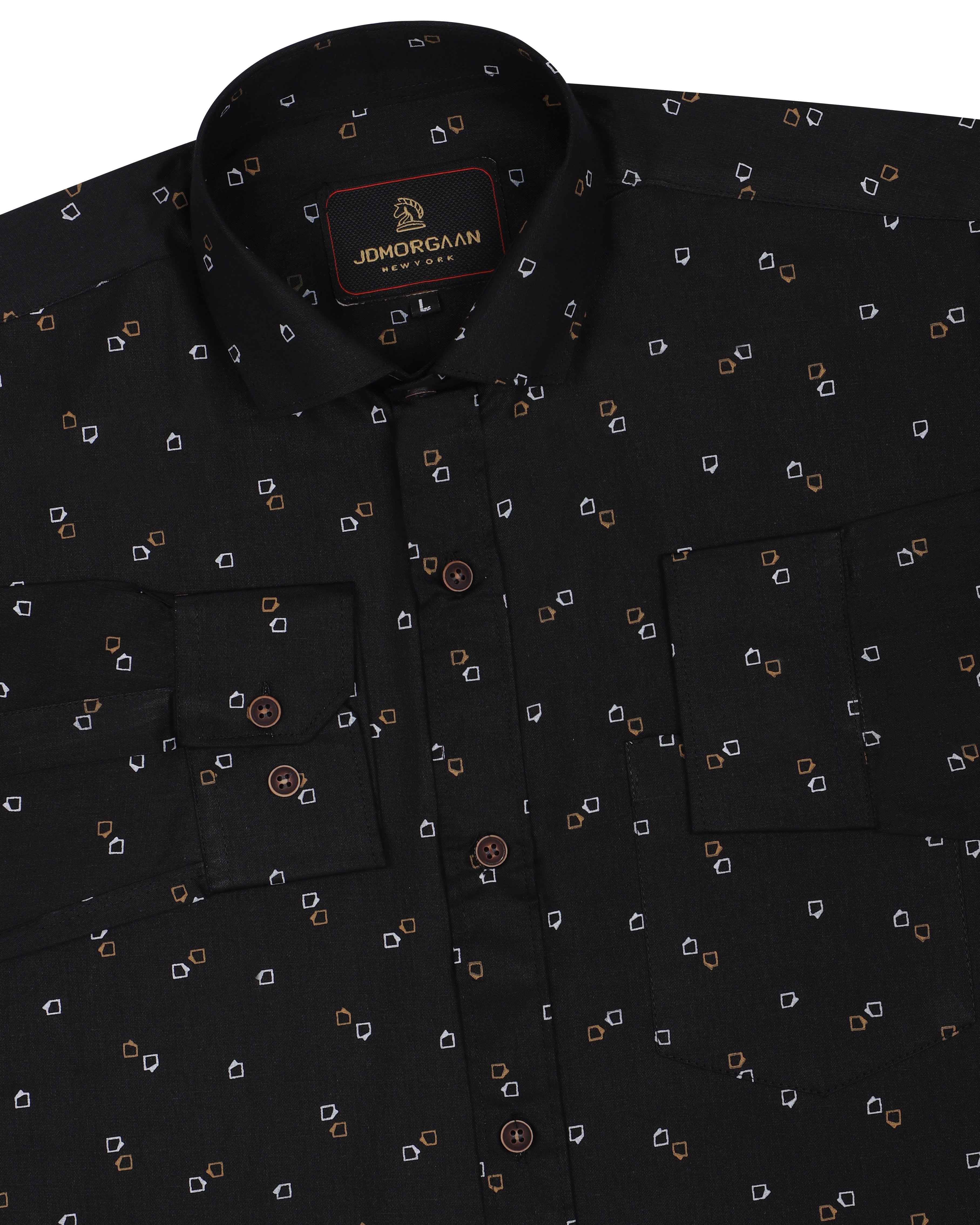 Solid Black Giza Print Premium Cotton Shirt