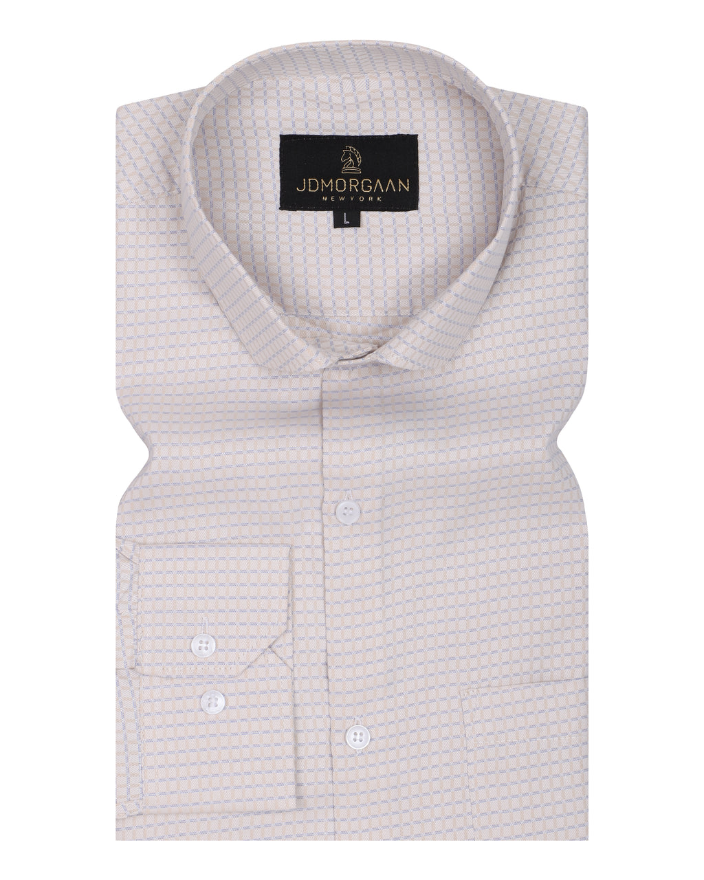 Creamish Giza Print Premium Cotton Shirt