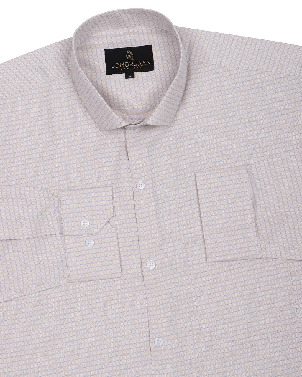 Creamish Giza Print Premium Cotton Shirt