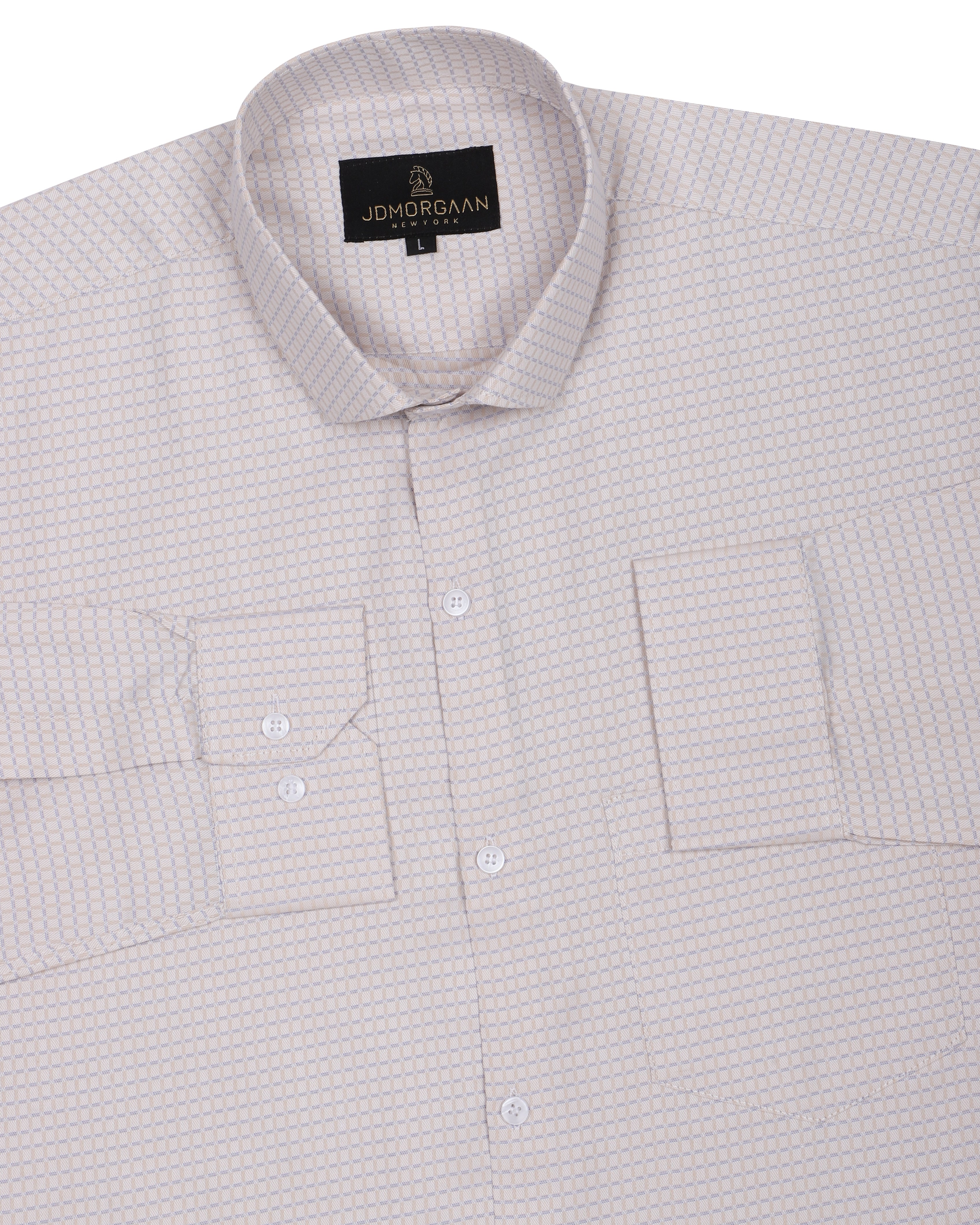 Creamish Giza Print Premium Cotton Shirt