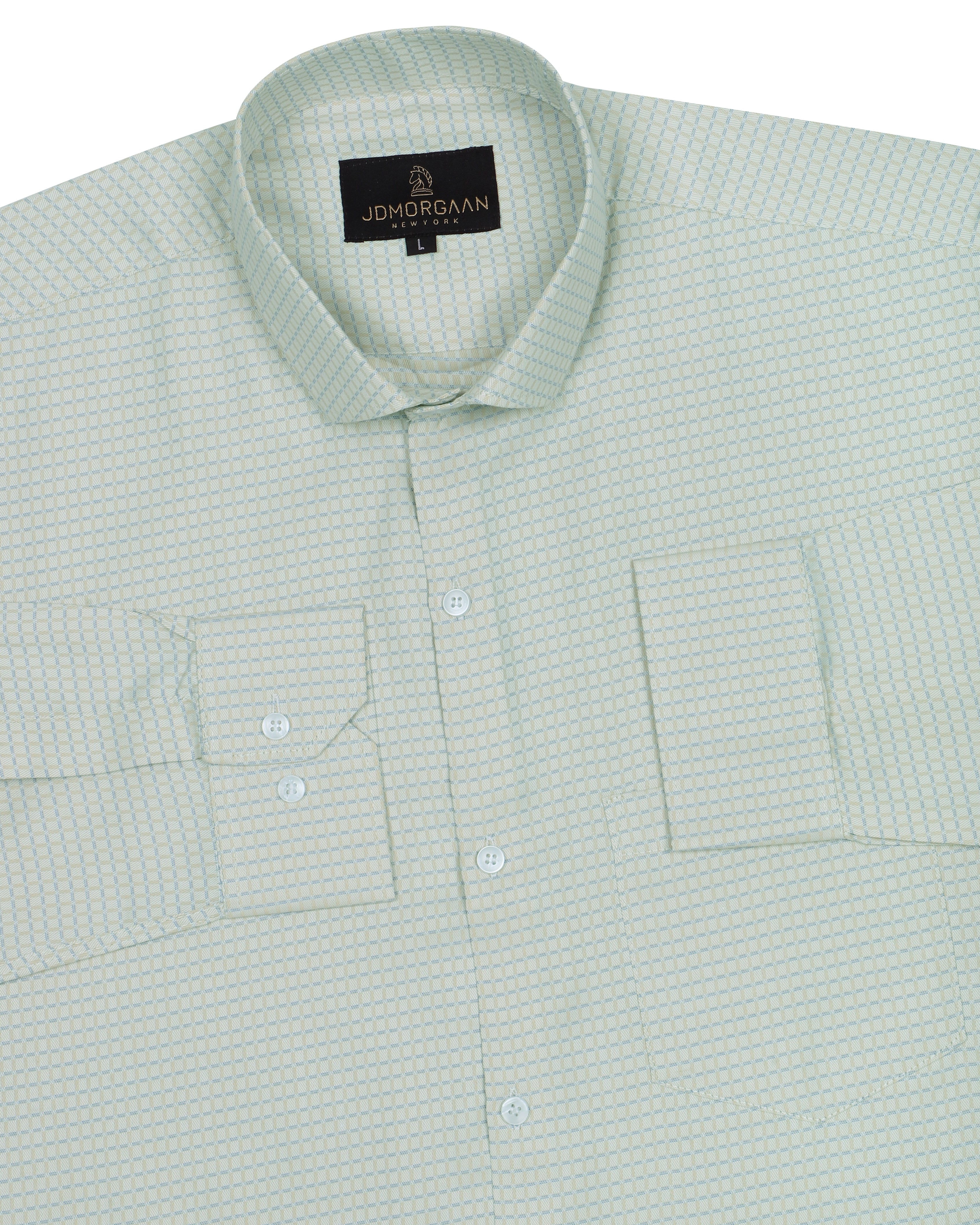 Moss Green Print Premium Cotton Shirt