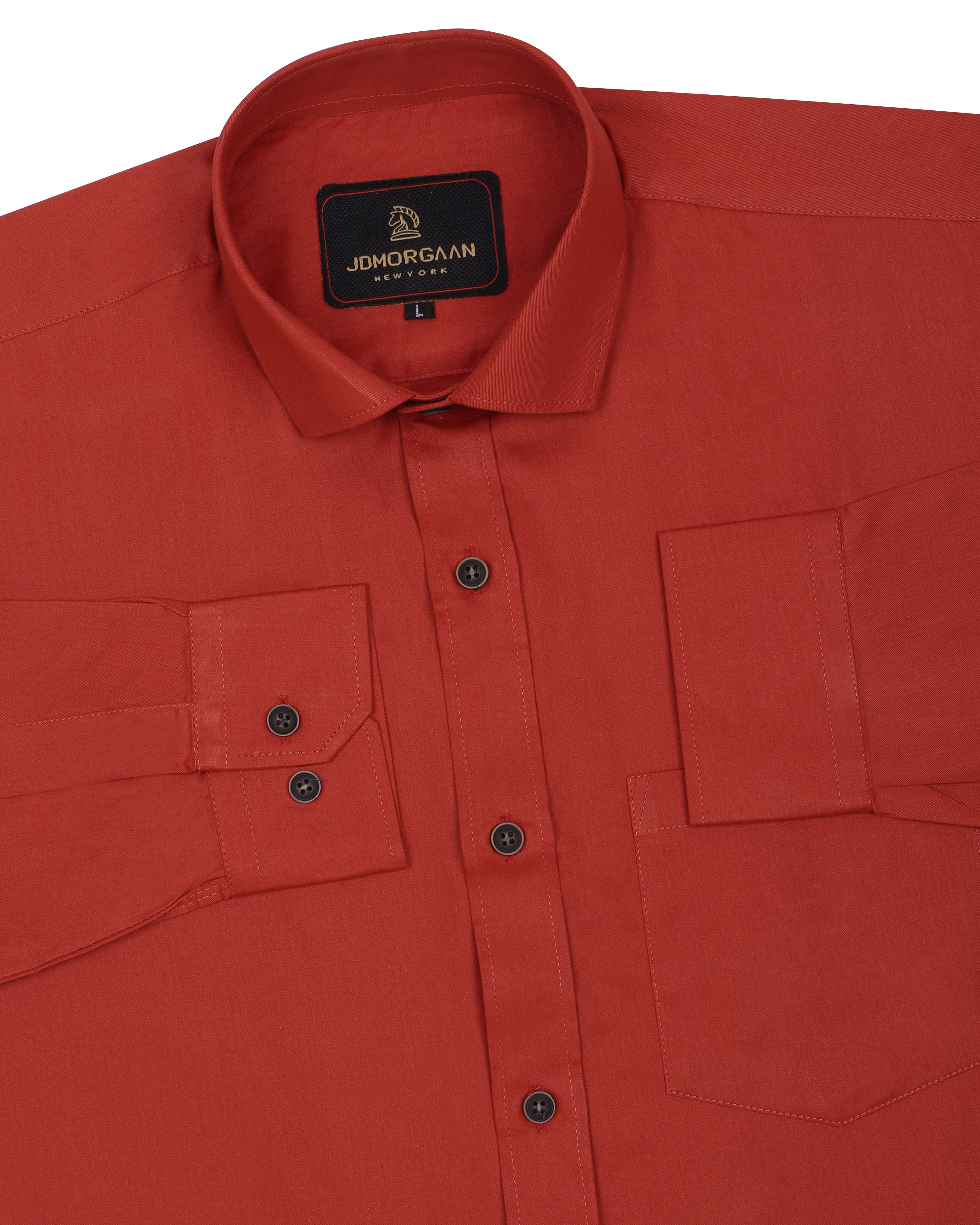 Scarlet Red Plain Premium Cotton Shirt