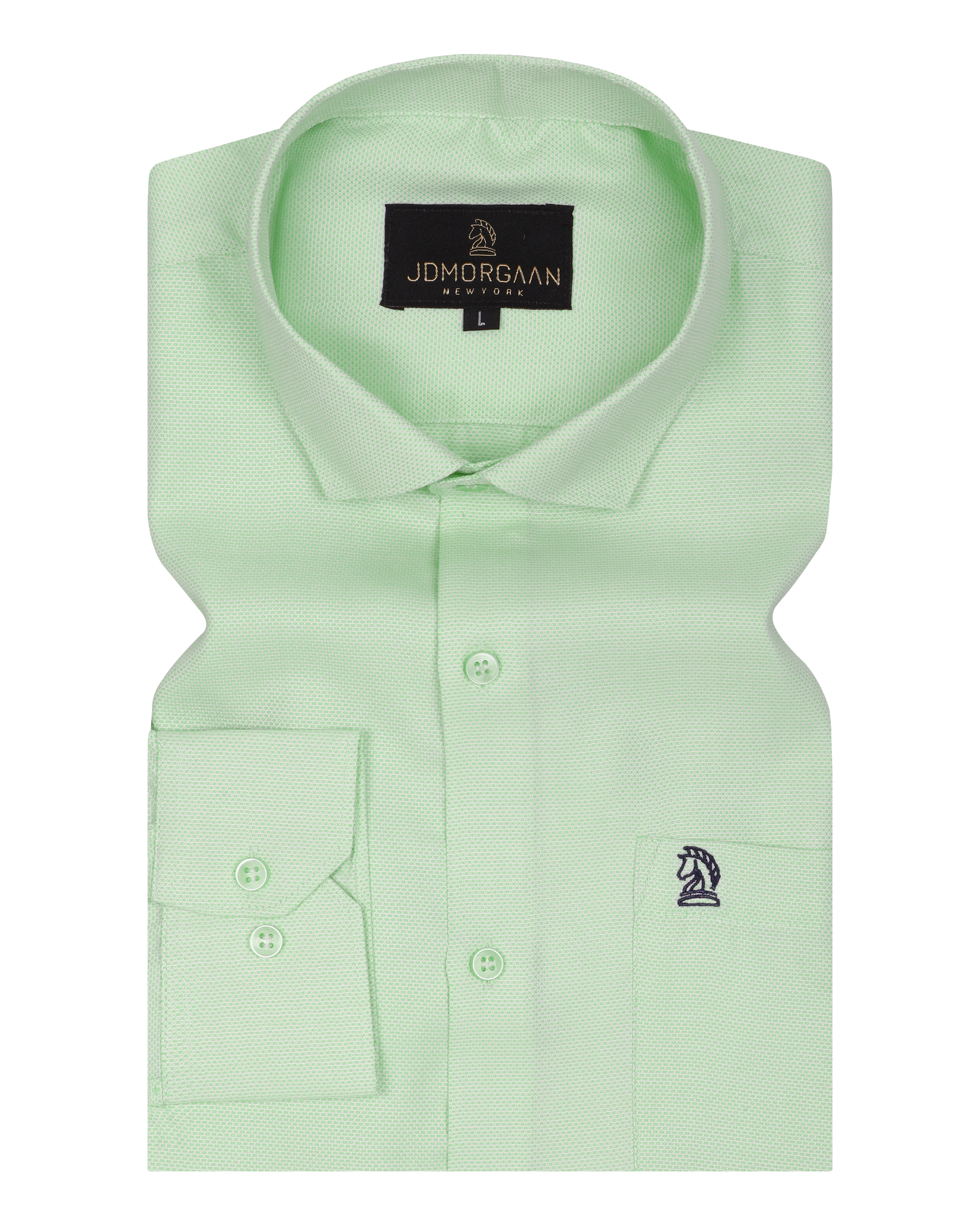 Light Green Dobby Textured Color Premium Cotton Shirt