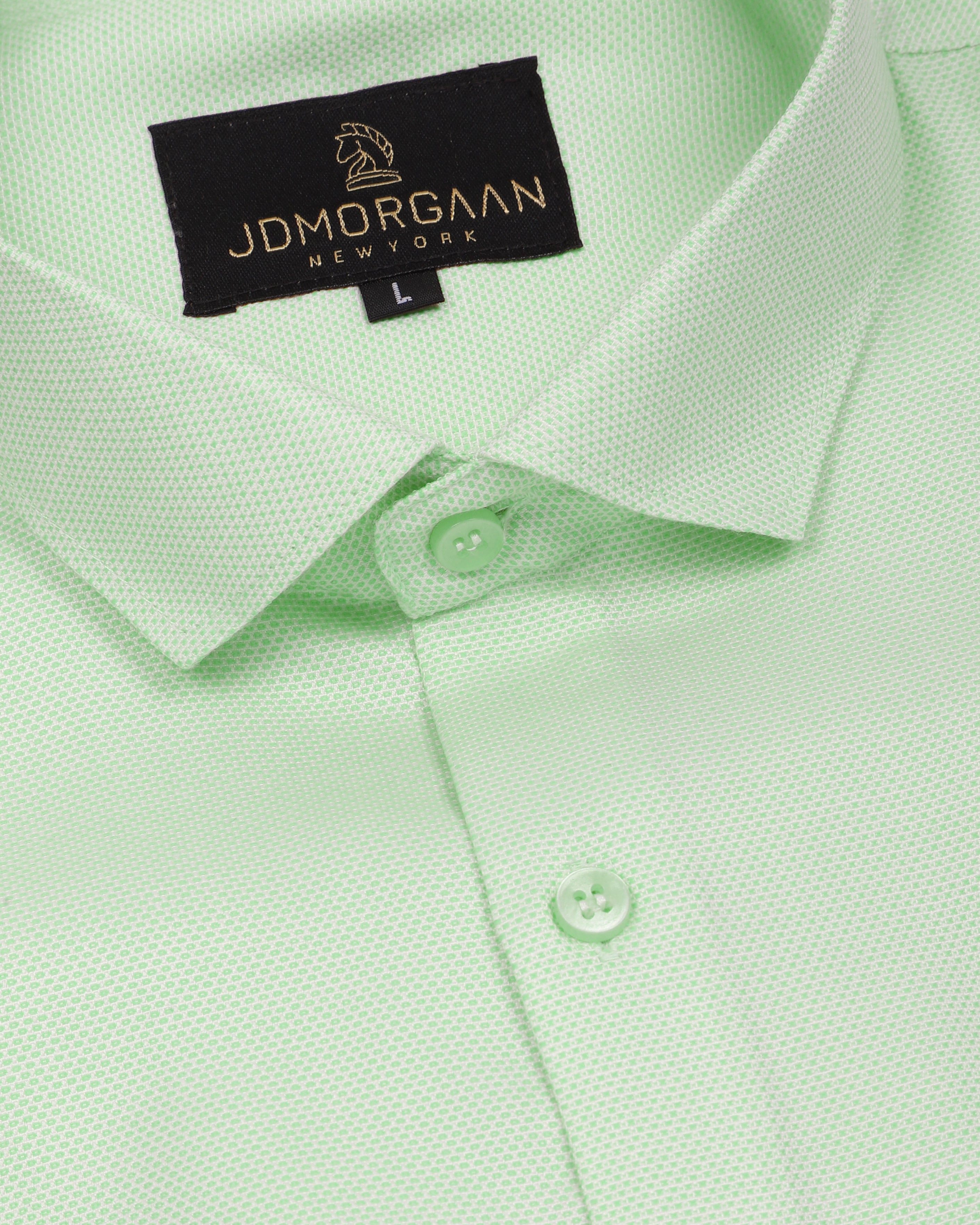 Light Green Dobby Textured Color Premium Cotton Shirt