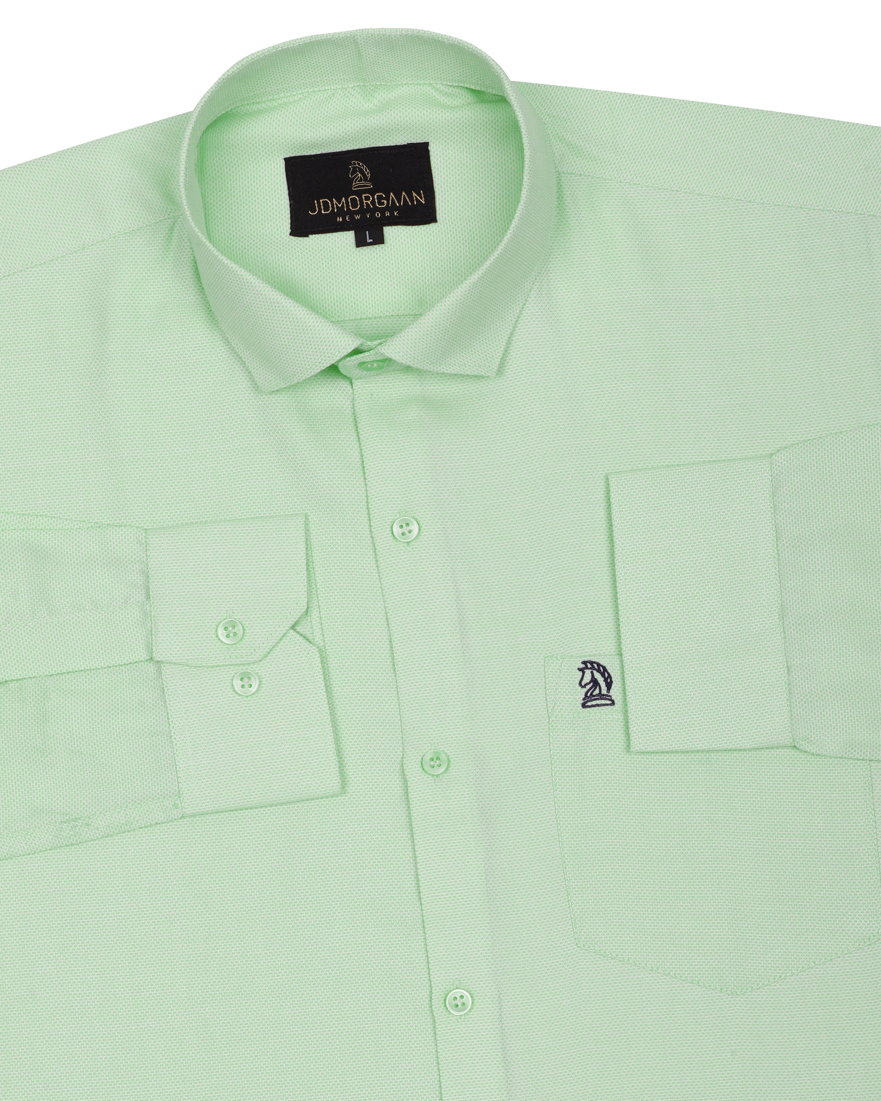 Light Green Dobby Textured Color Premium Cotton Shirt