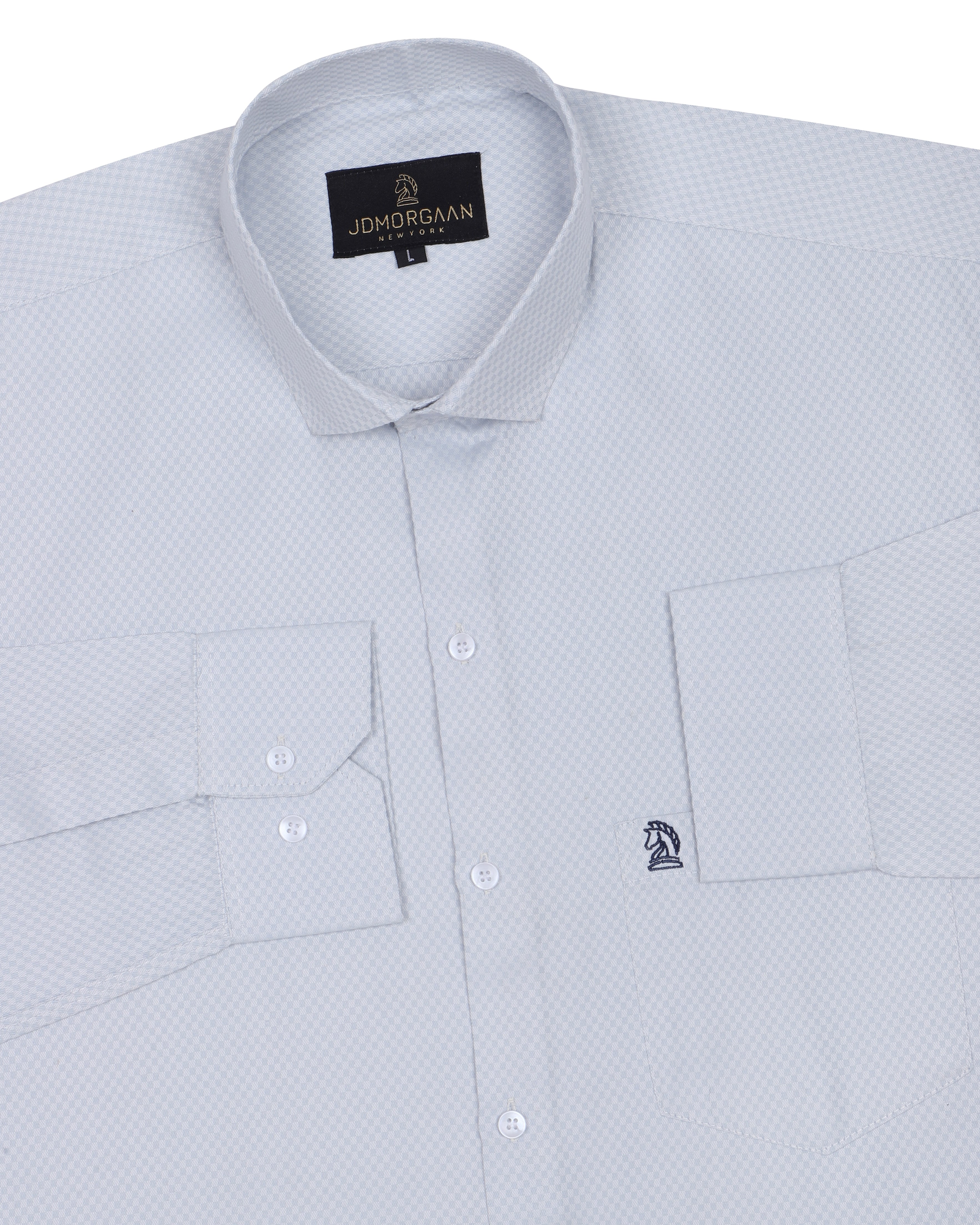 Greyish Dobby Textured Plain Premium Cotton Shirt
