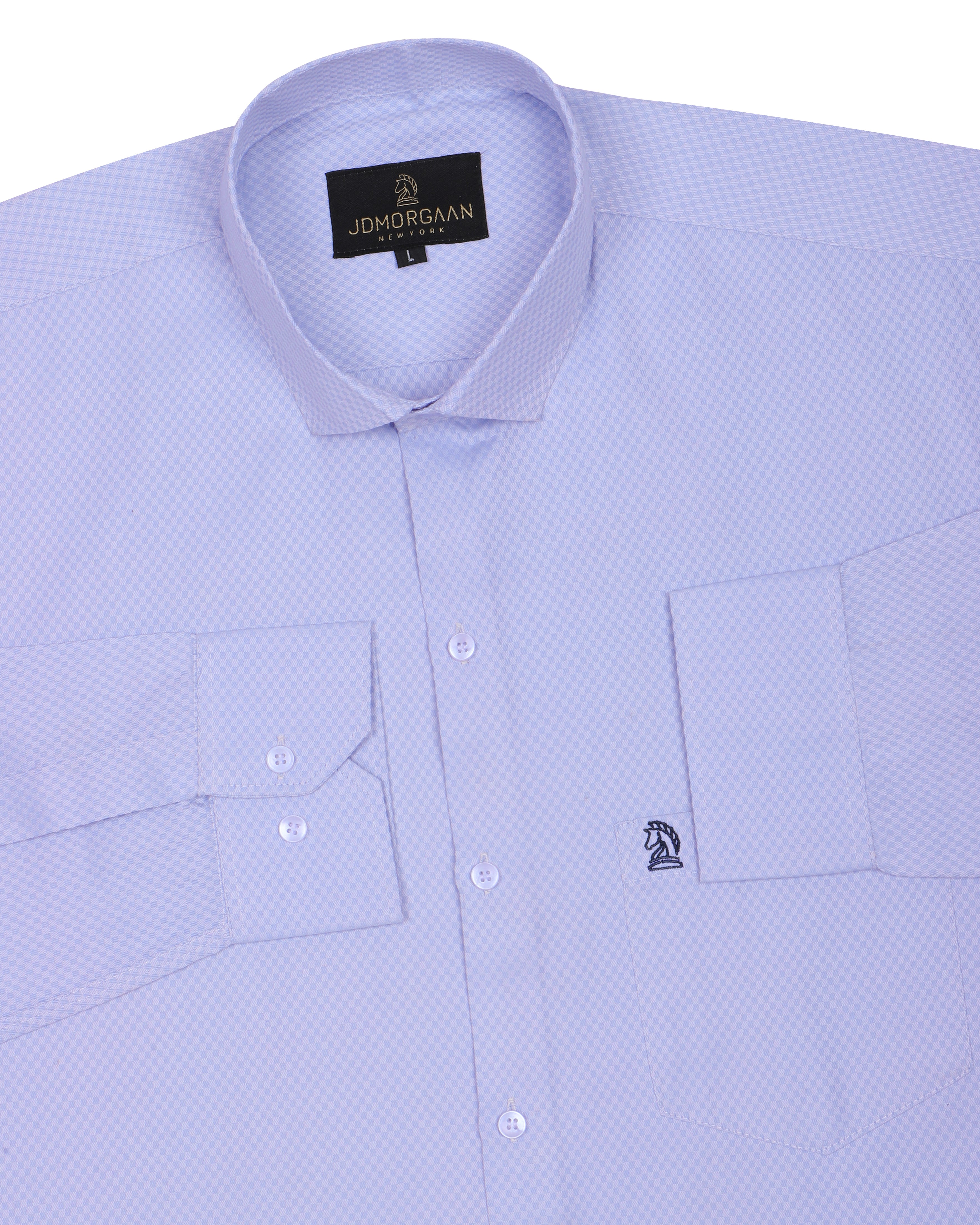 Greyish Blue Print Premium Cotton Shirt