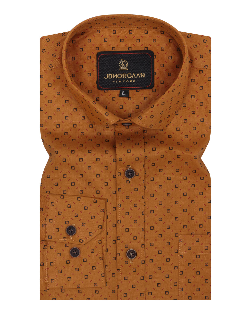 Full Giza Brown Print Premium Cotton Shirt