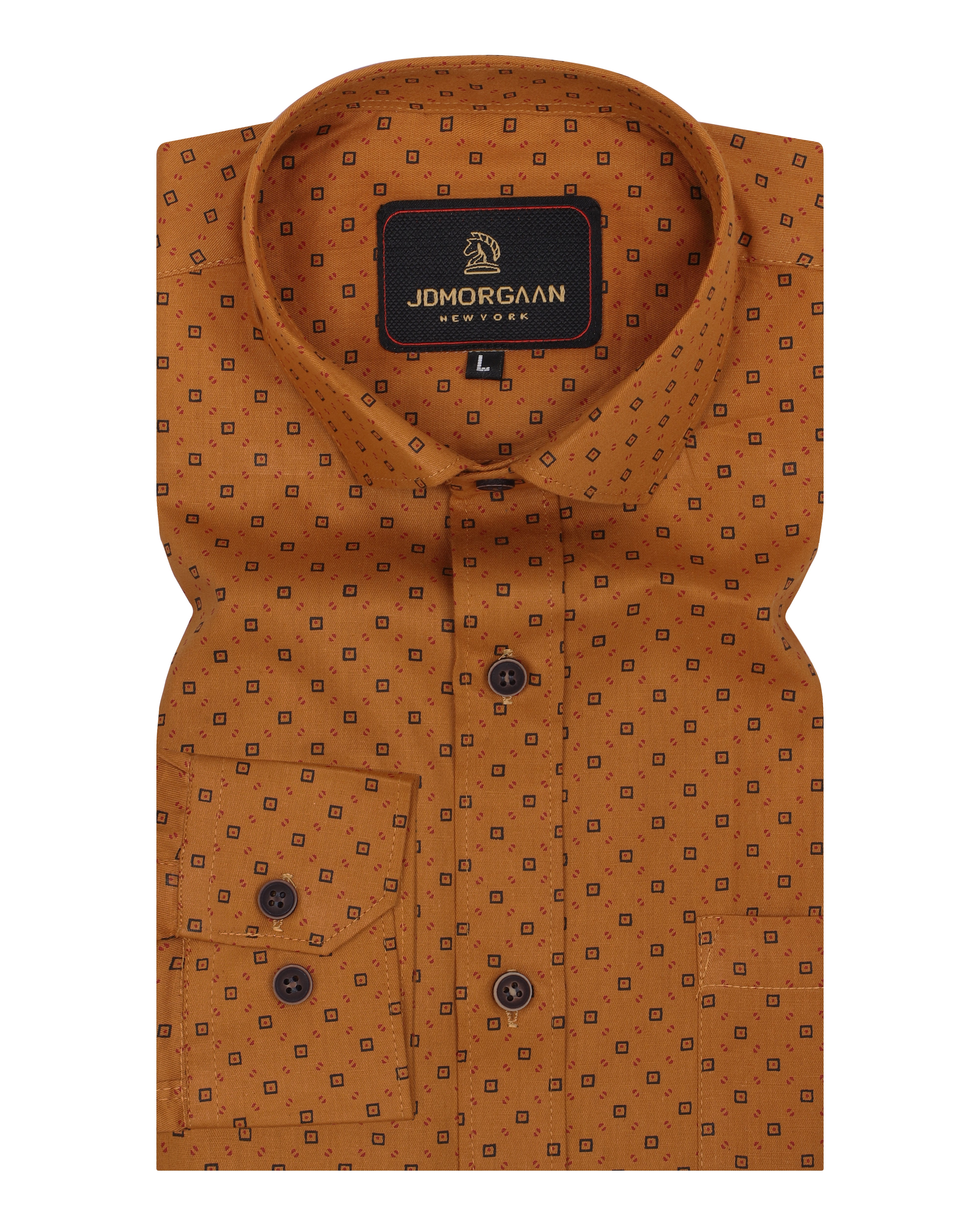 Full Giza Brown Print Premium Cotton Shirt