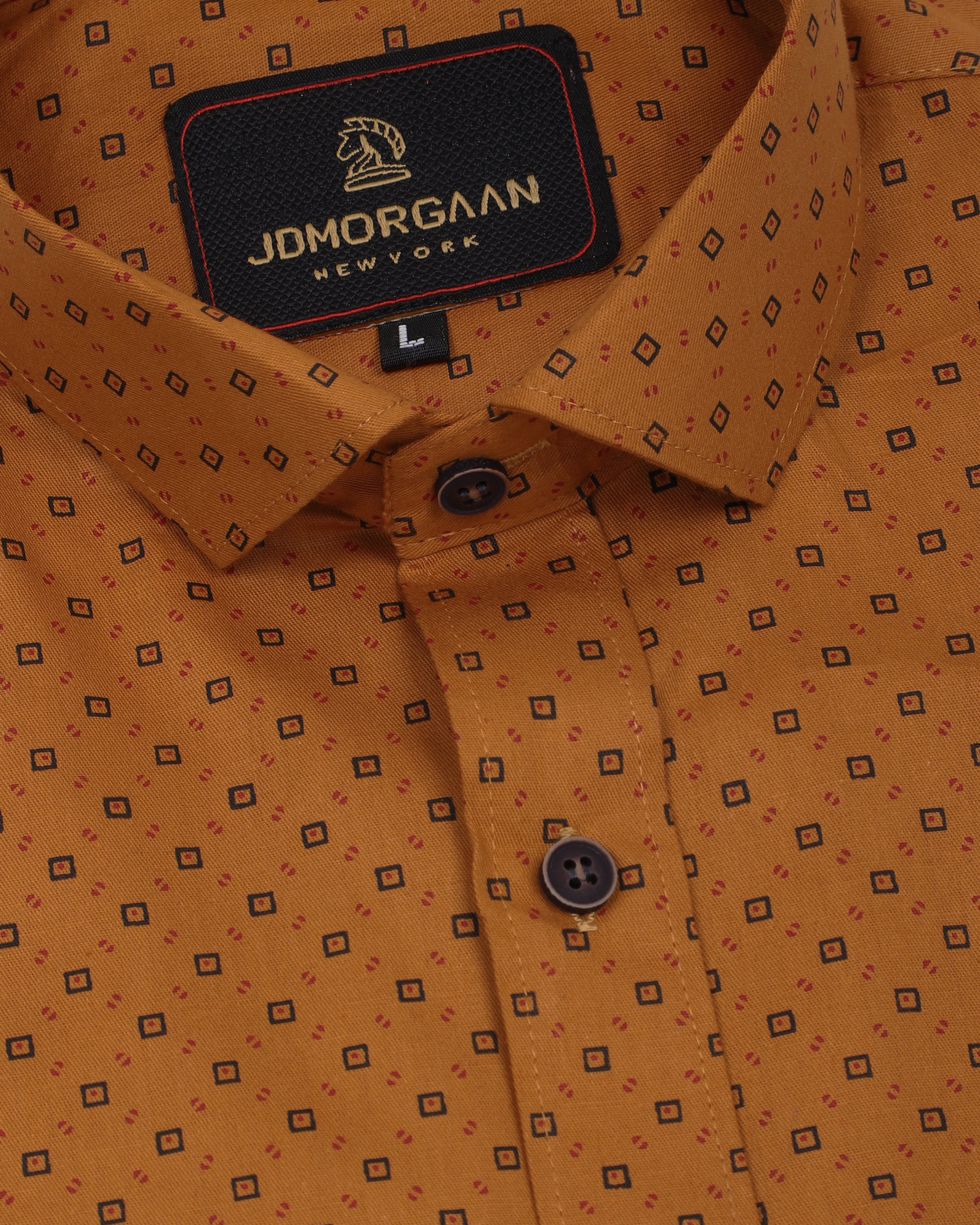 Full Giza Brown Print Premium Cotton Shirt