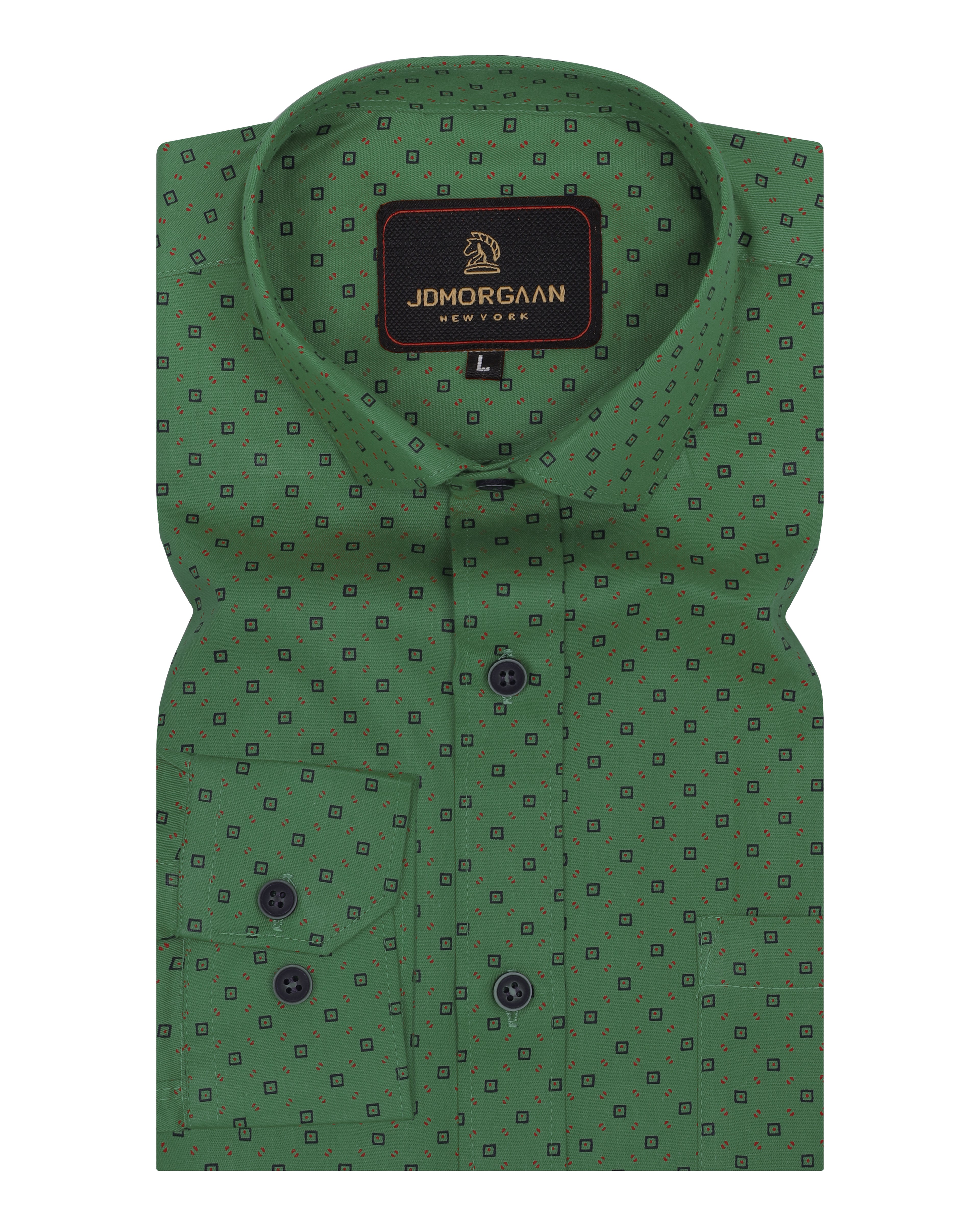 Full Giza Green Print Premium Cotton Shirt