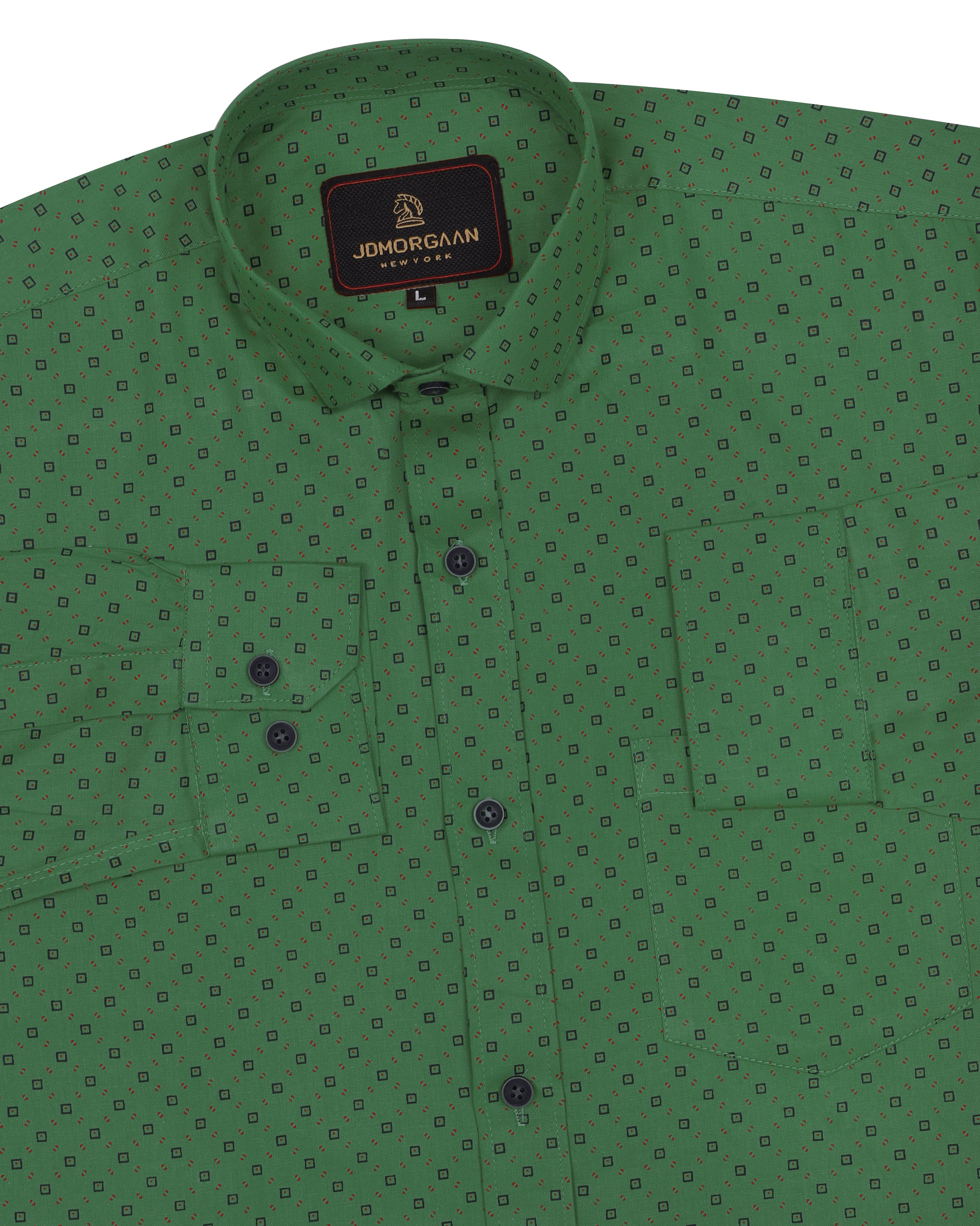 Full Giza Green Print Premium Cotton Shirt