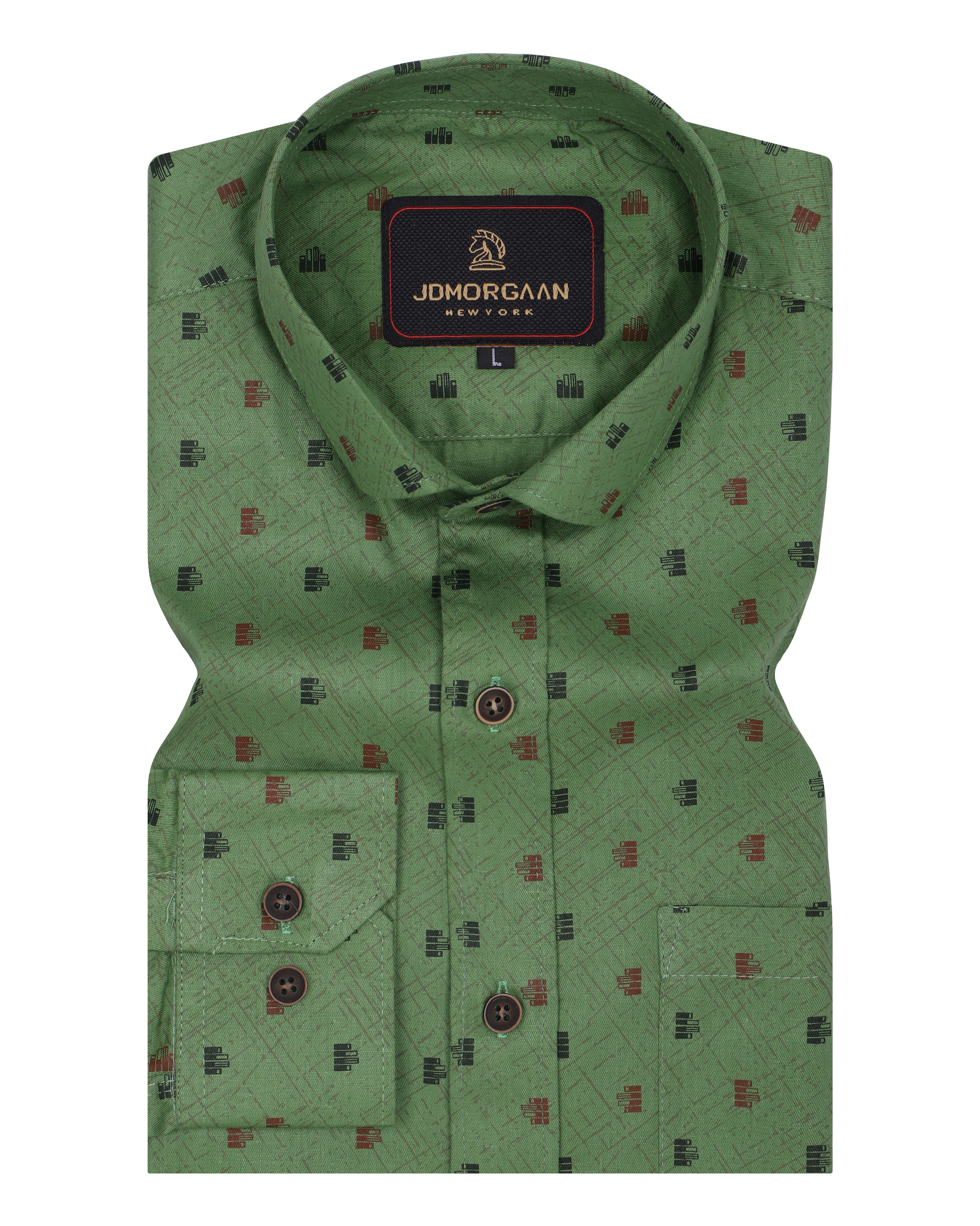 Full Giza Green Print Premium Cotton Shirt